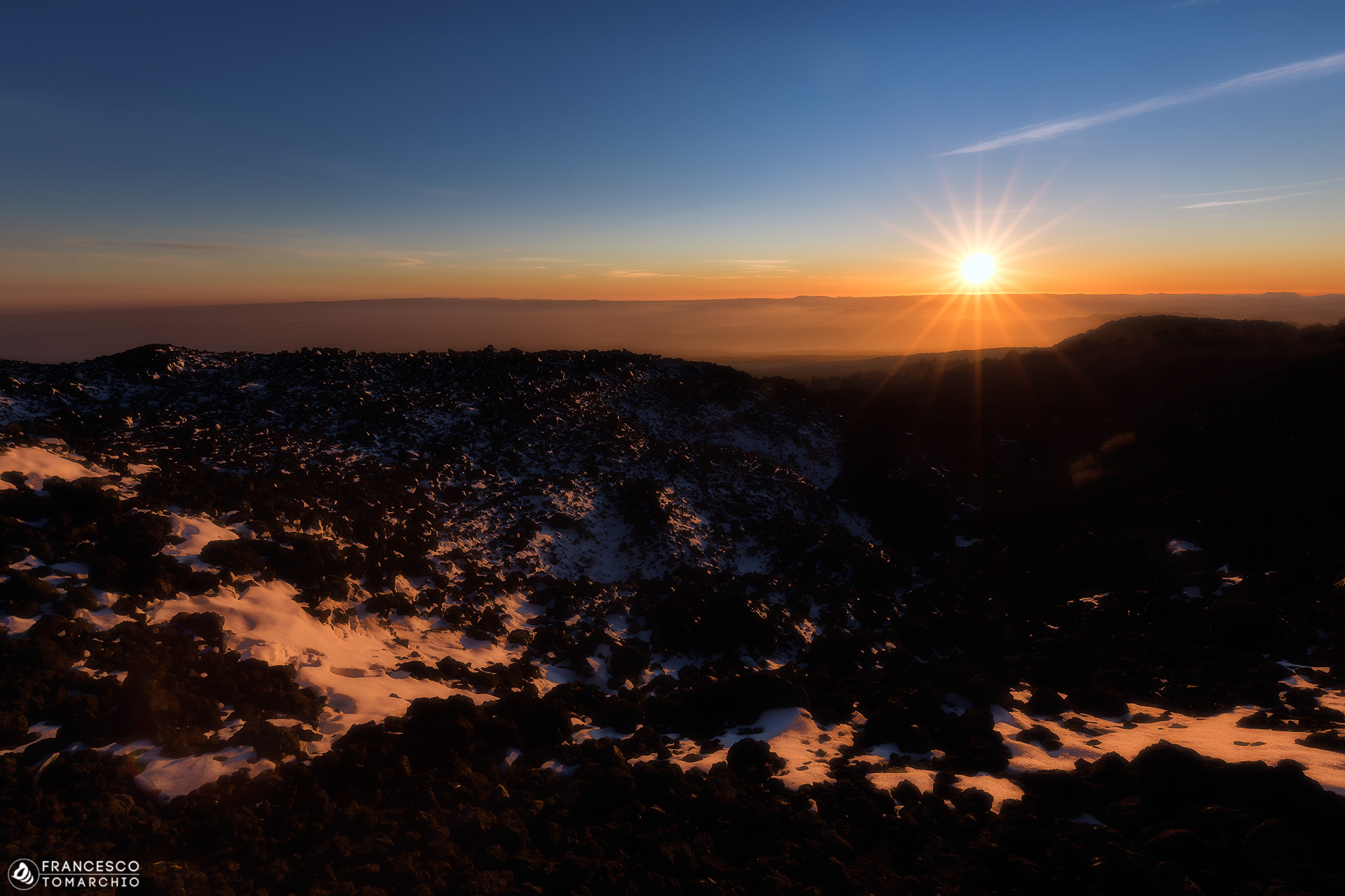 Sunset on bends Etna...