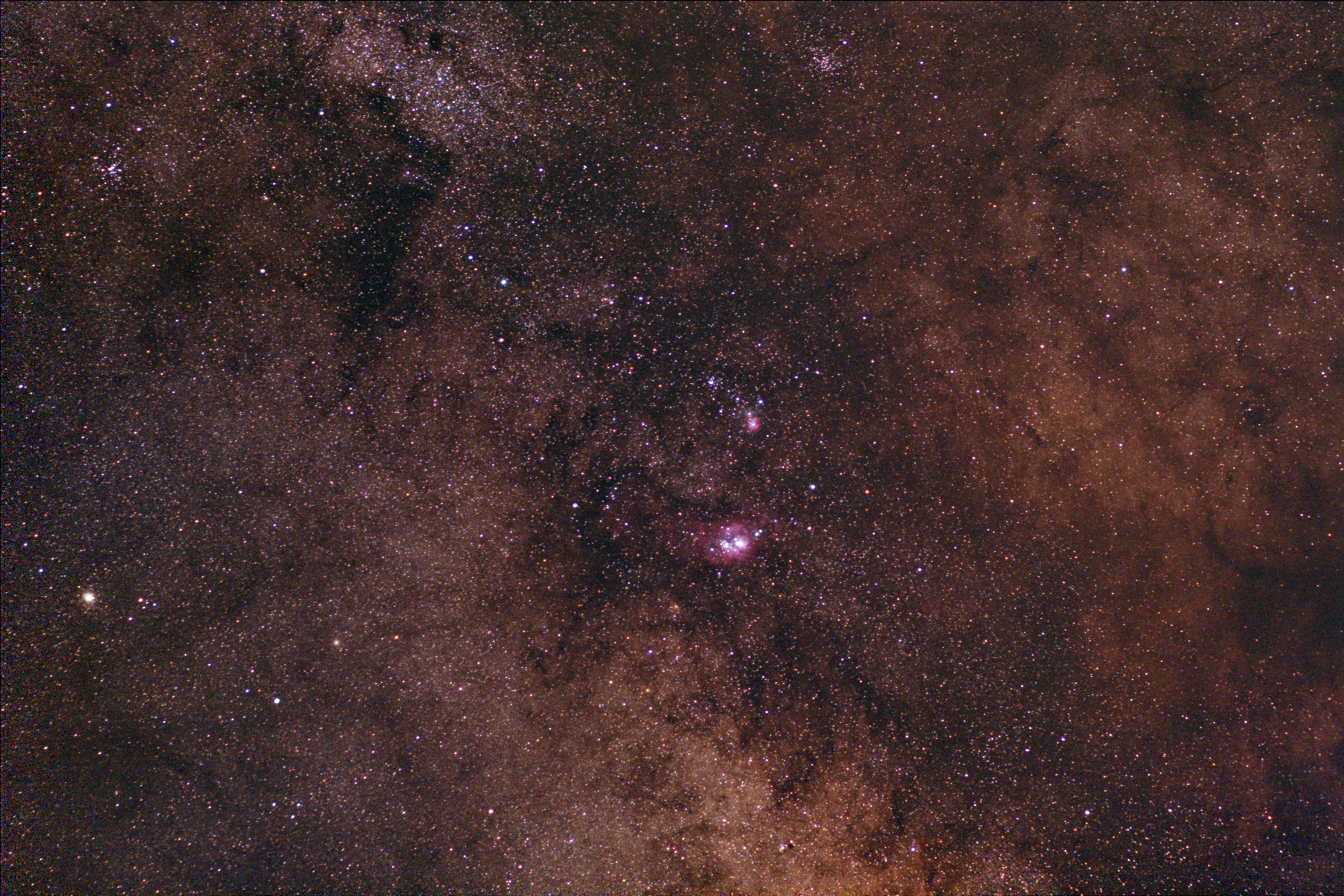 The Trifid and Lagoon nebulae from Formentera...