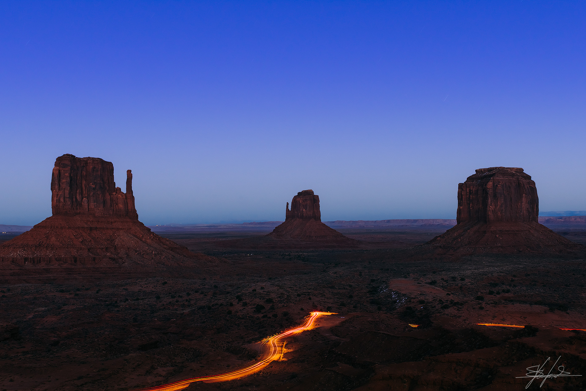 The blue hour to Monument Valley...