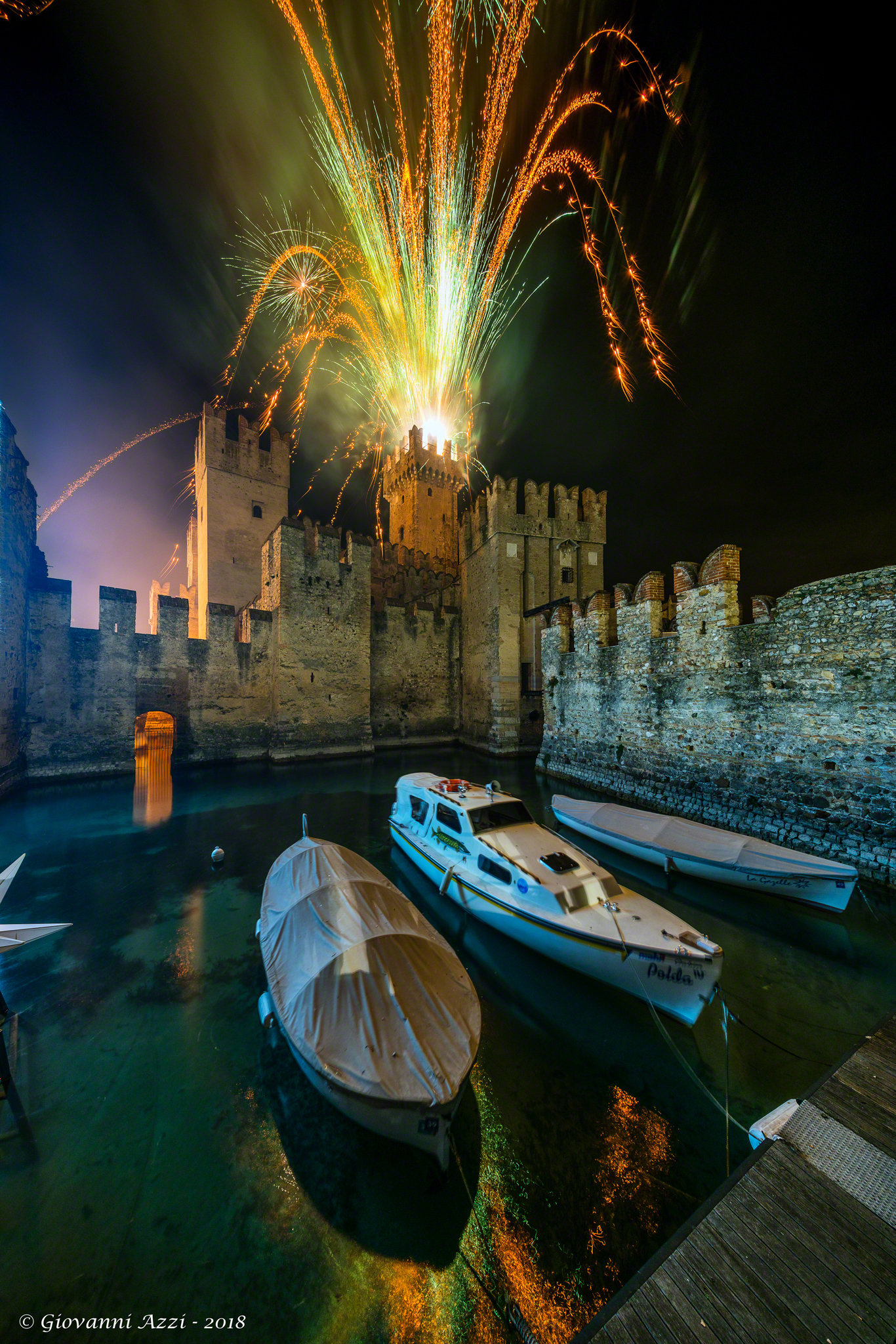 Fire of the castle of Sirmione...
