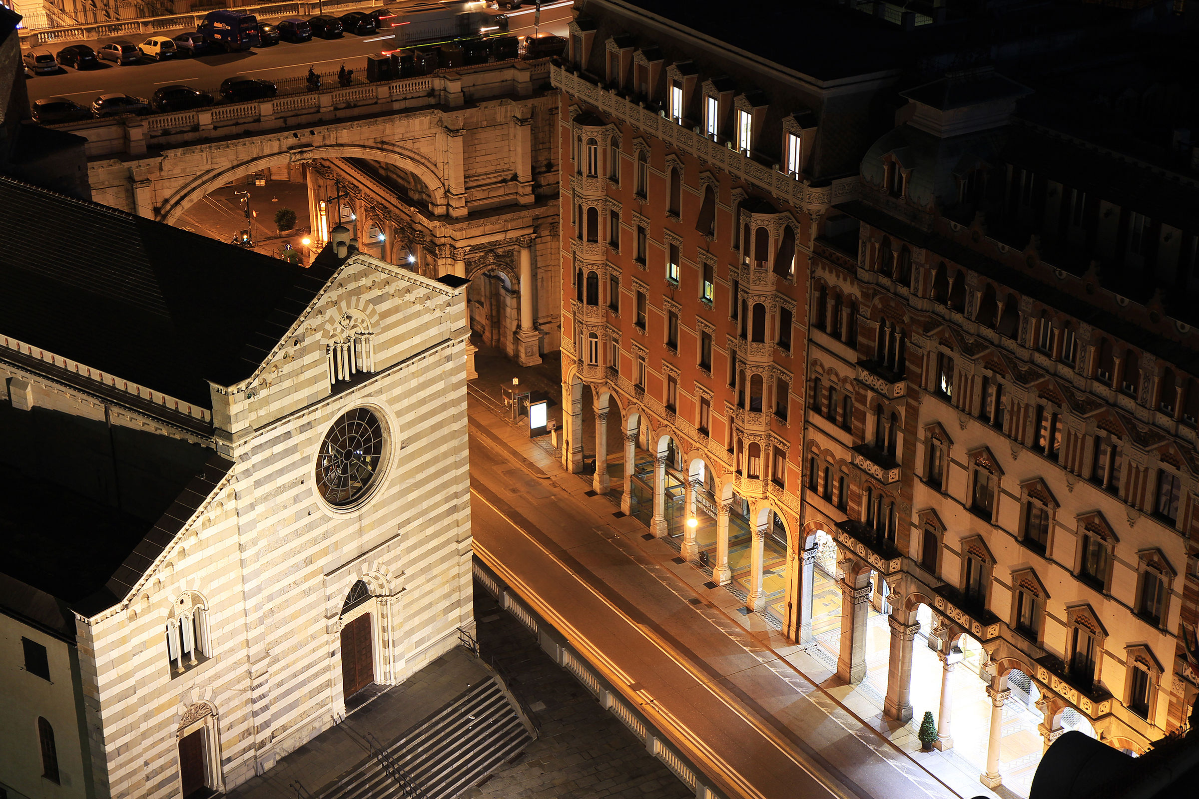 Genoa by night Santo Stefano and Via XX Settembre...