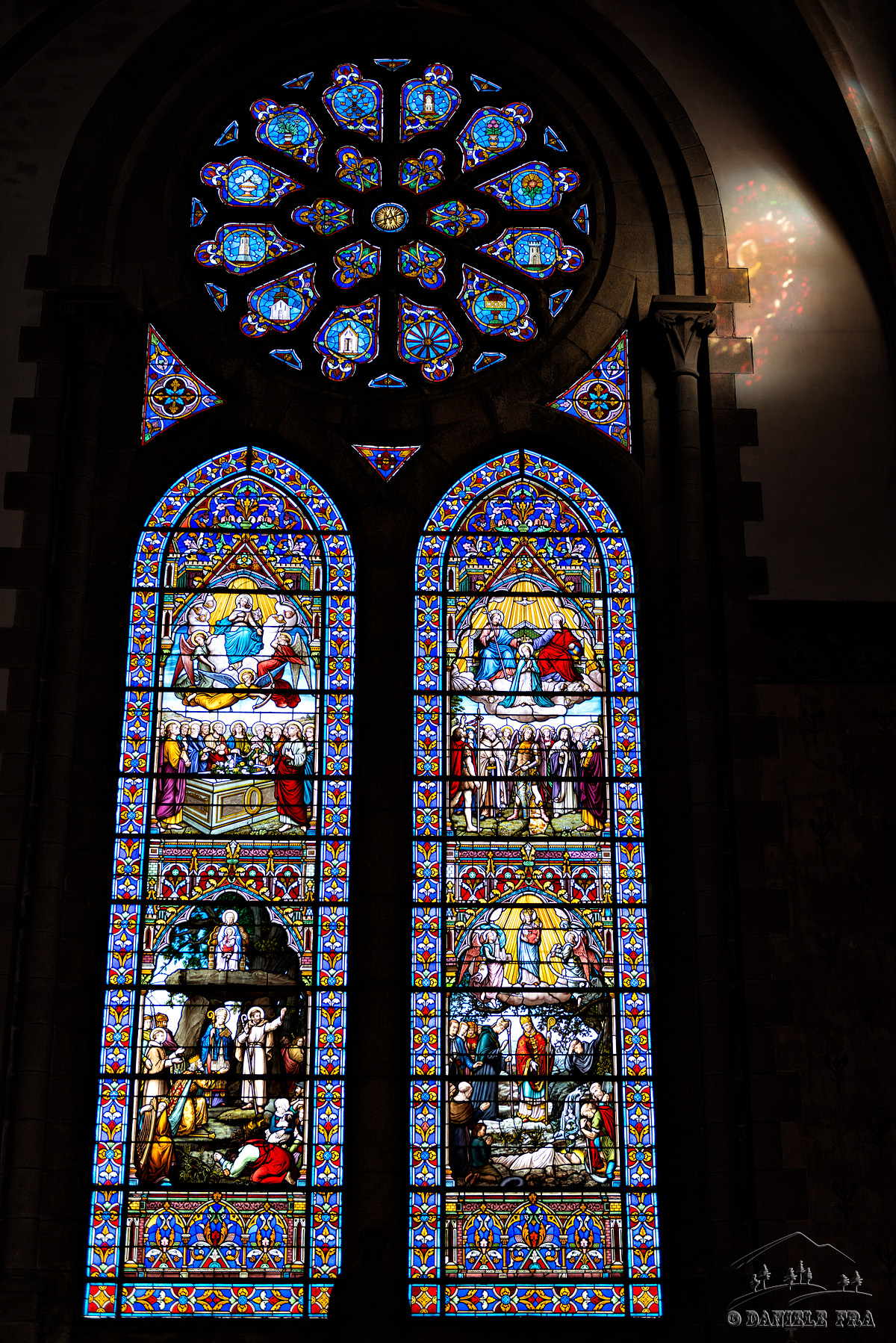 Stained glass window of the Cathedral of Quimper (Brittany)...