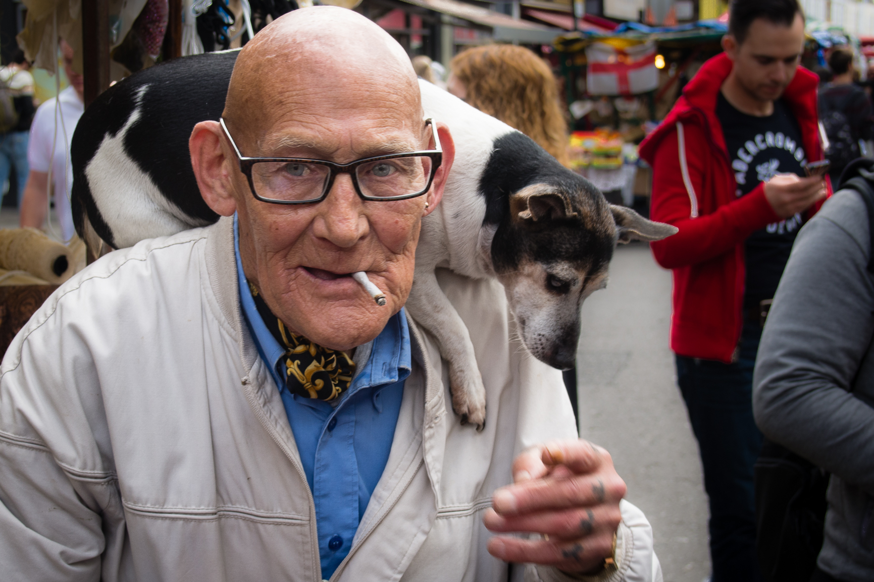 Man and dog in Portobello Road...