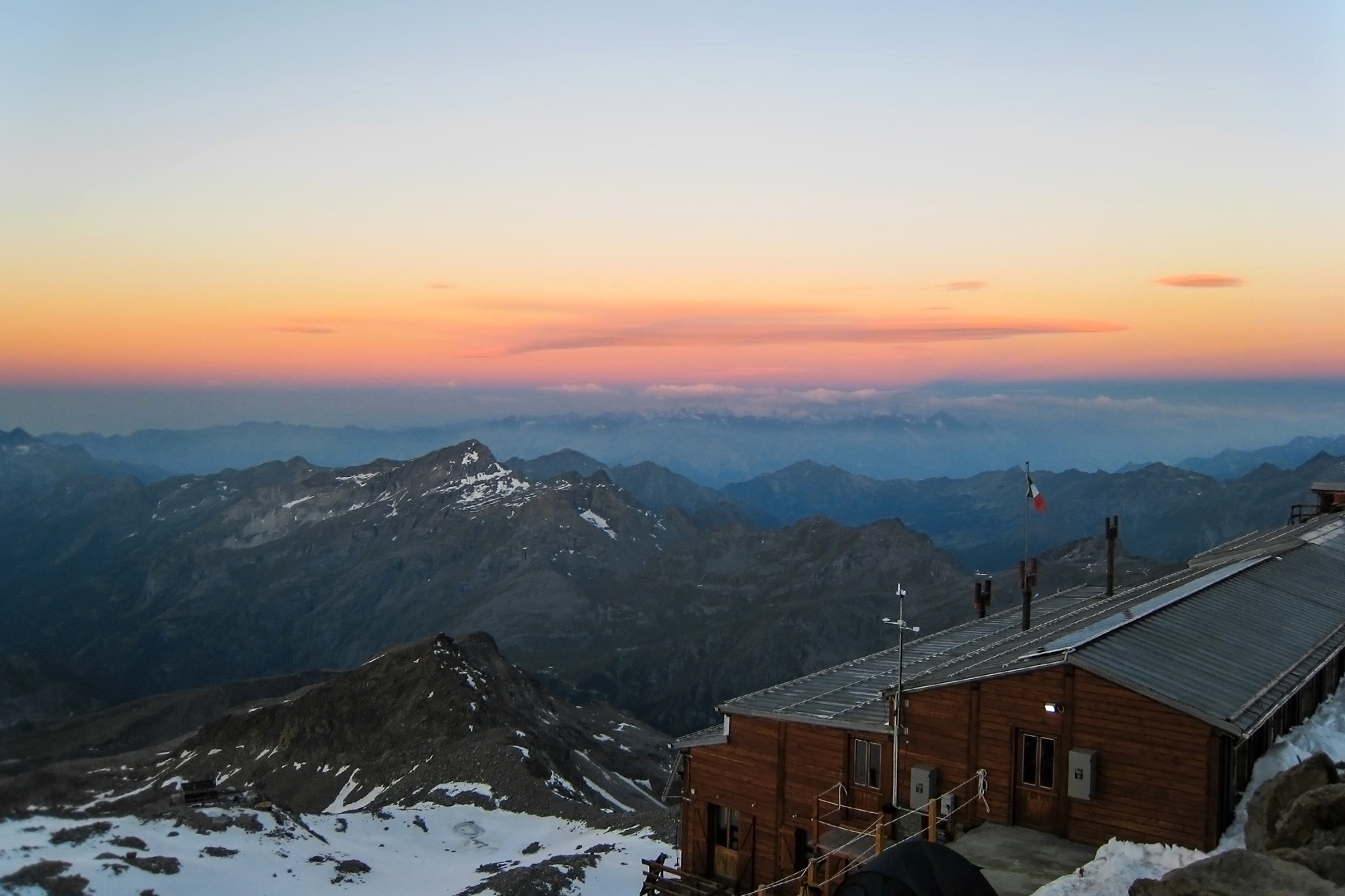 Sunset from the hut Signalkuppe...