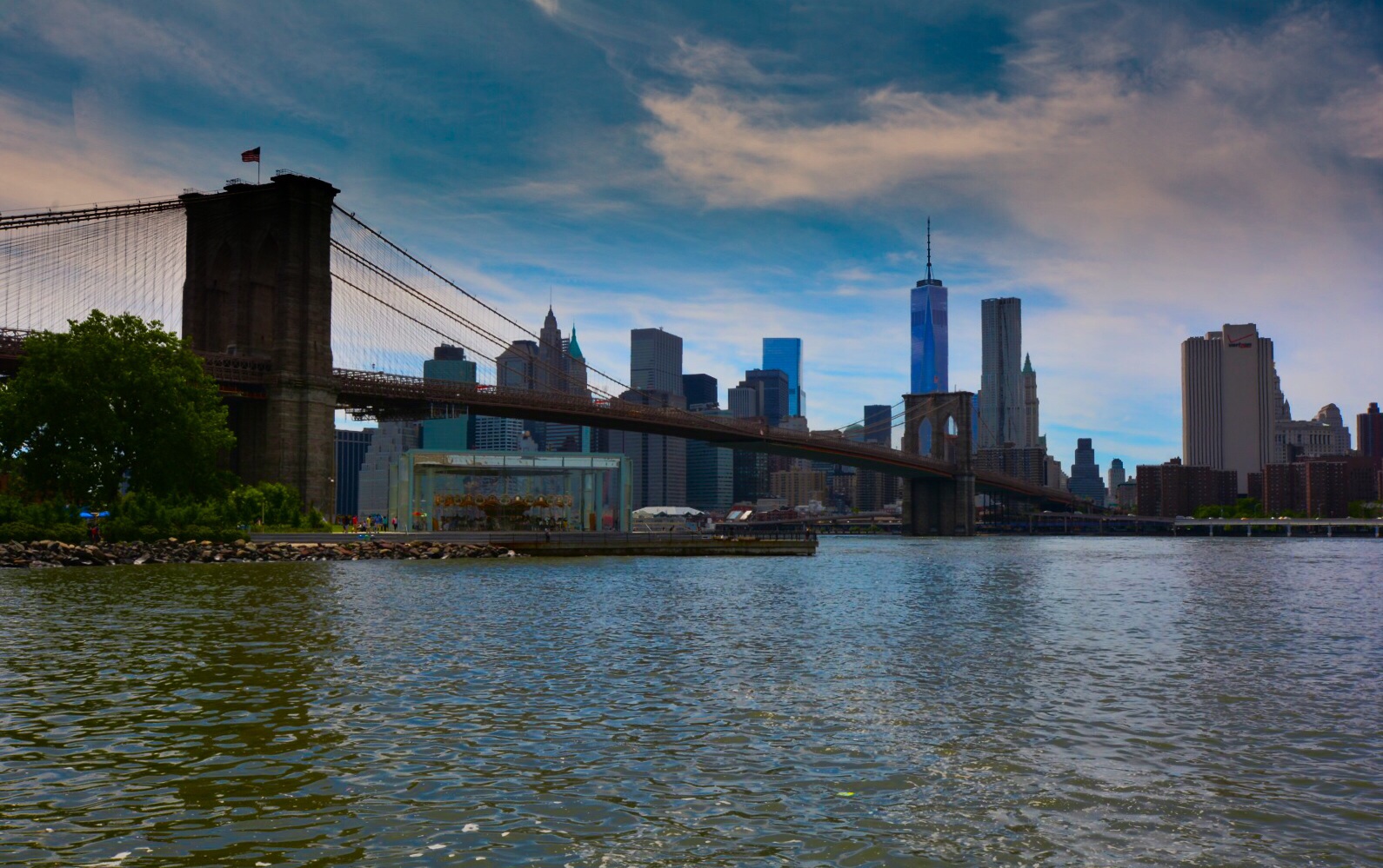 NYC - USA Lower Manhattan and Brooklyn Bridge...