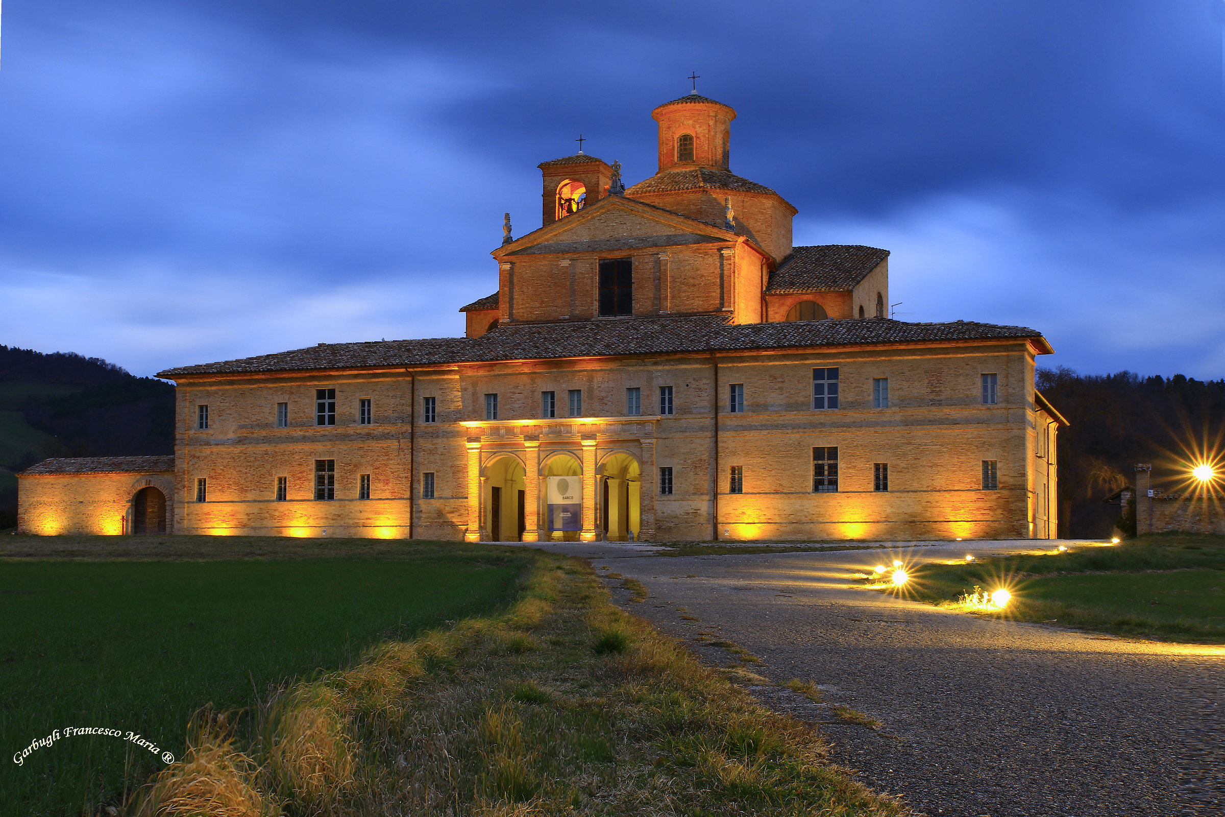 lights on to the Duke of Urbino hunting lodge...