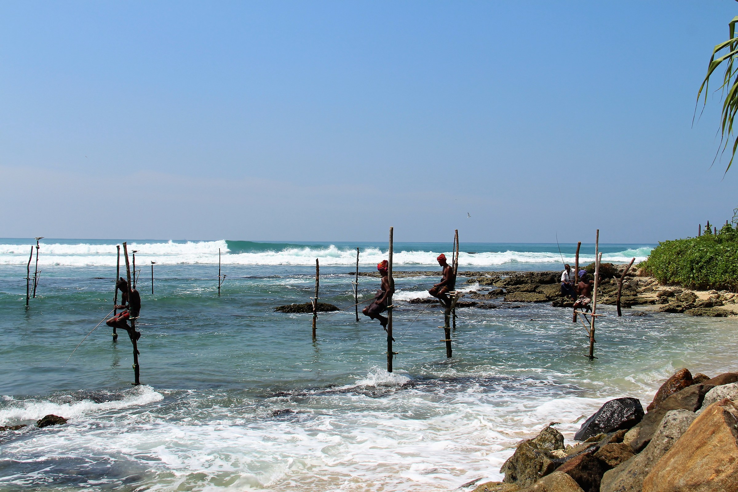 SRI Lanka Weligama fishermen on stilts...