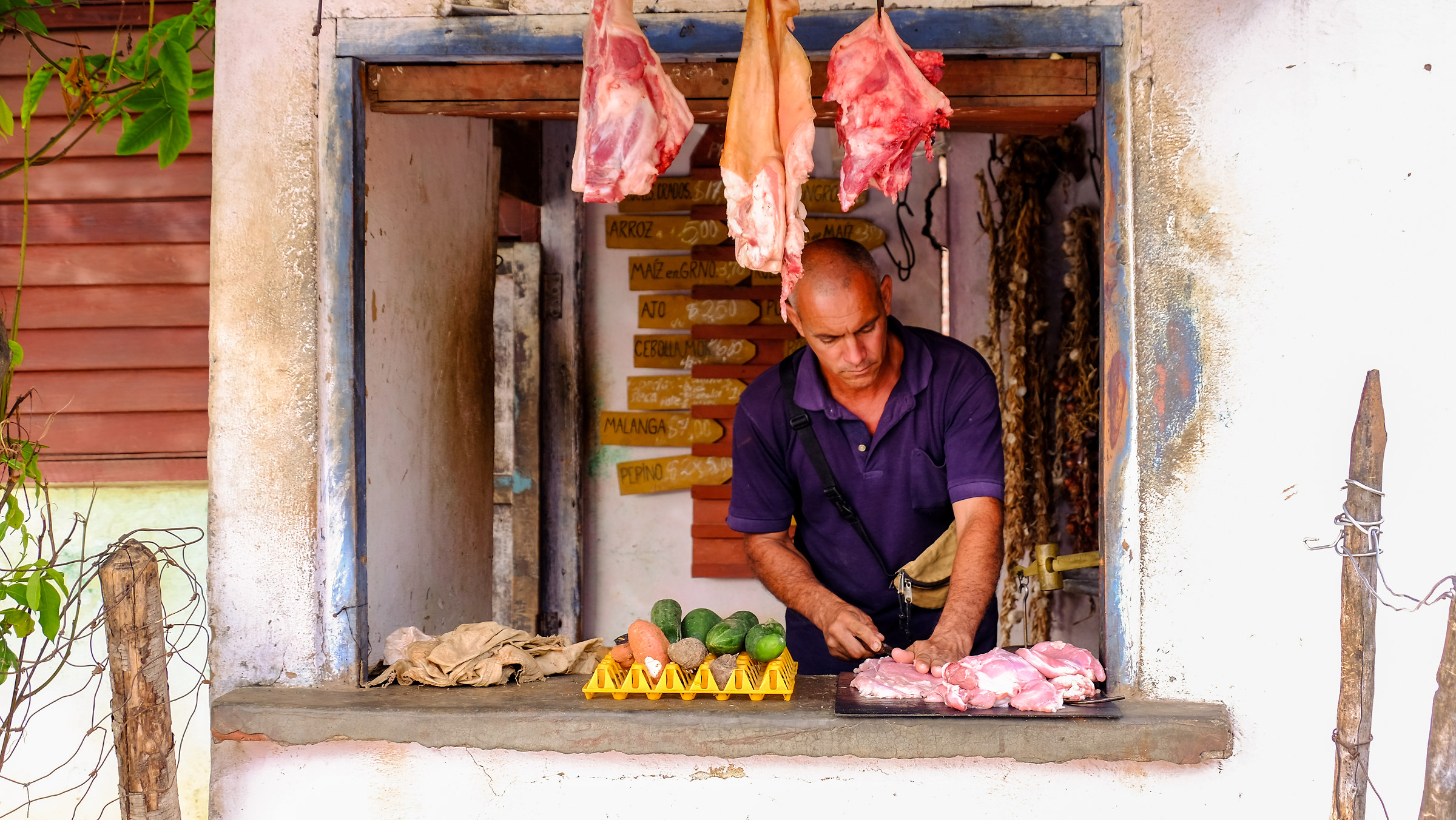 Trinidad (Cuba) of a butcher's shop...