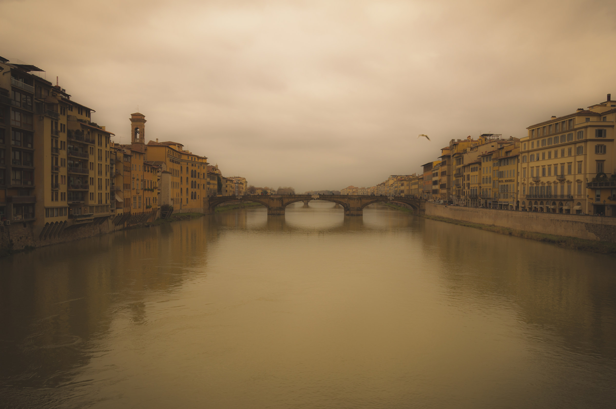 Arno river, view from the Old Bridge...