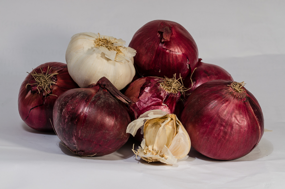 red onions and garlic...