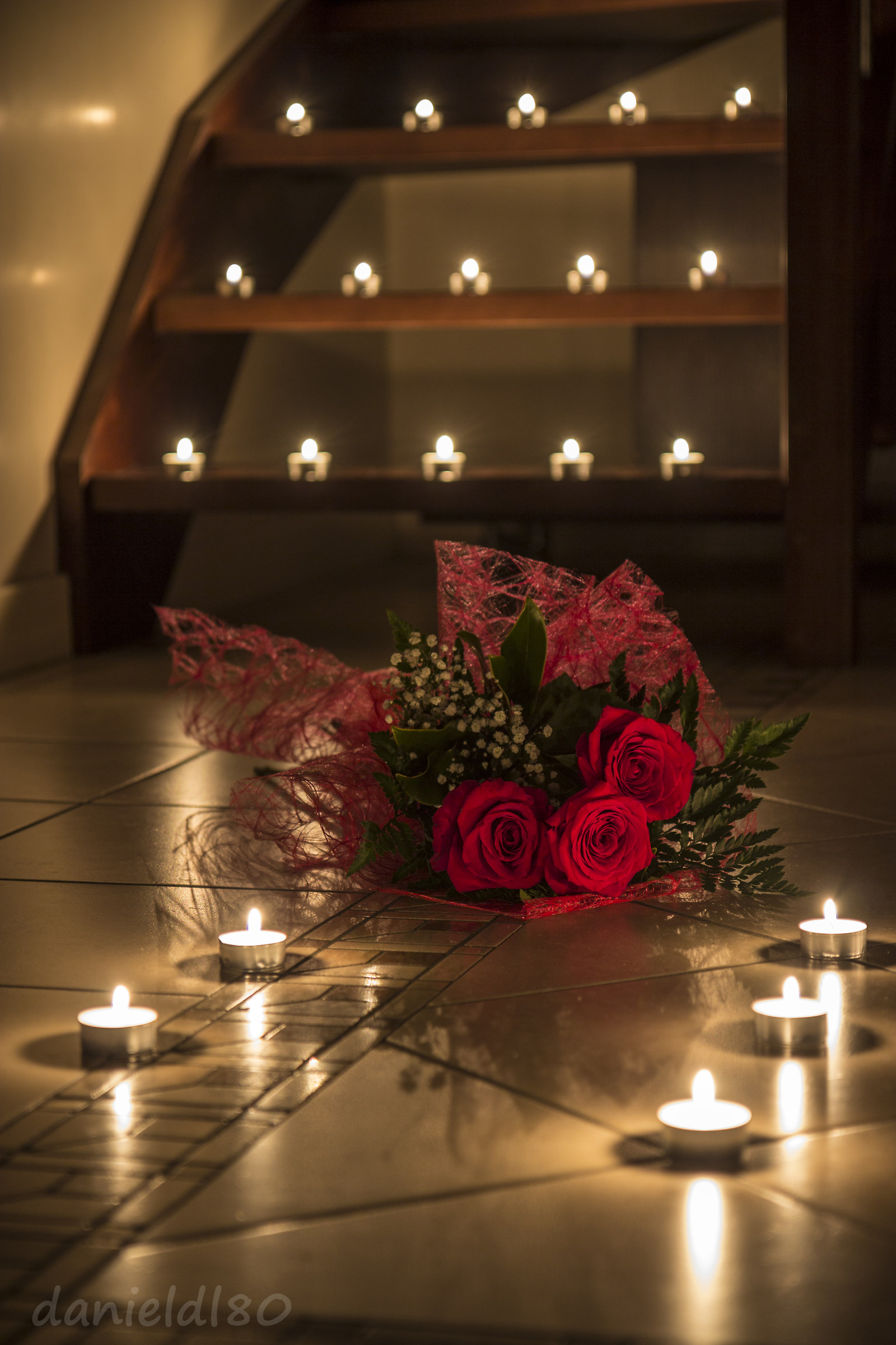 Red roses by candlelight...
