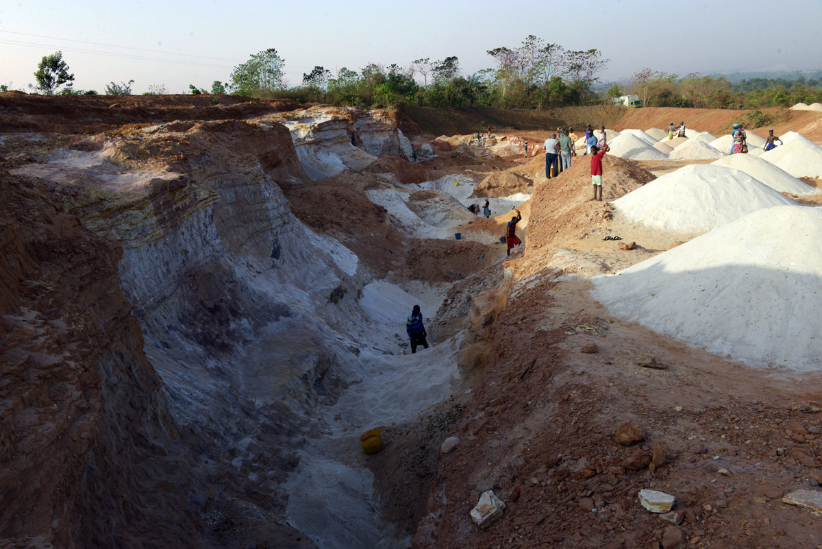 white sand quarry excavated by hand...