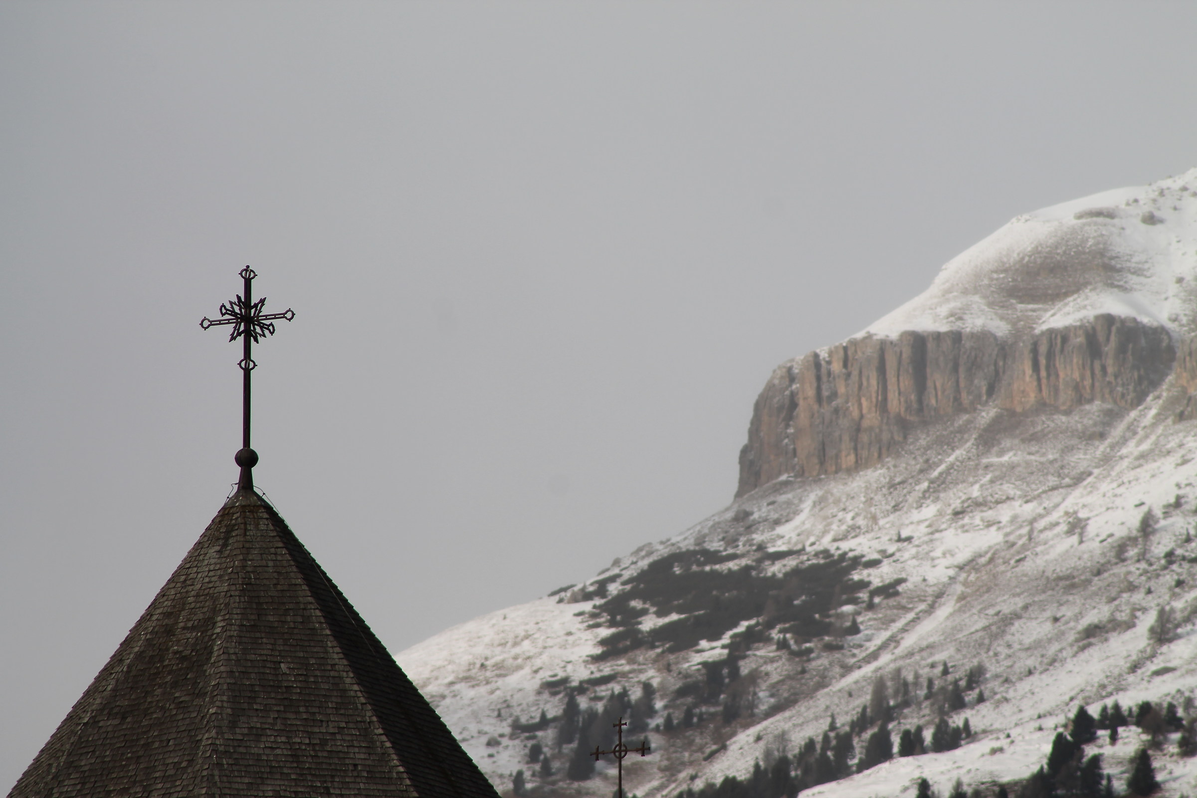 Church and mountains...