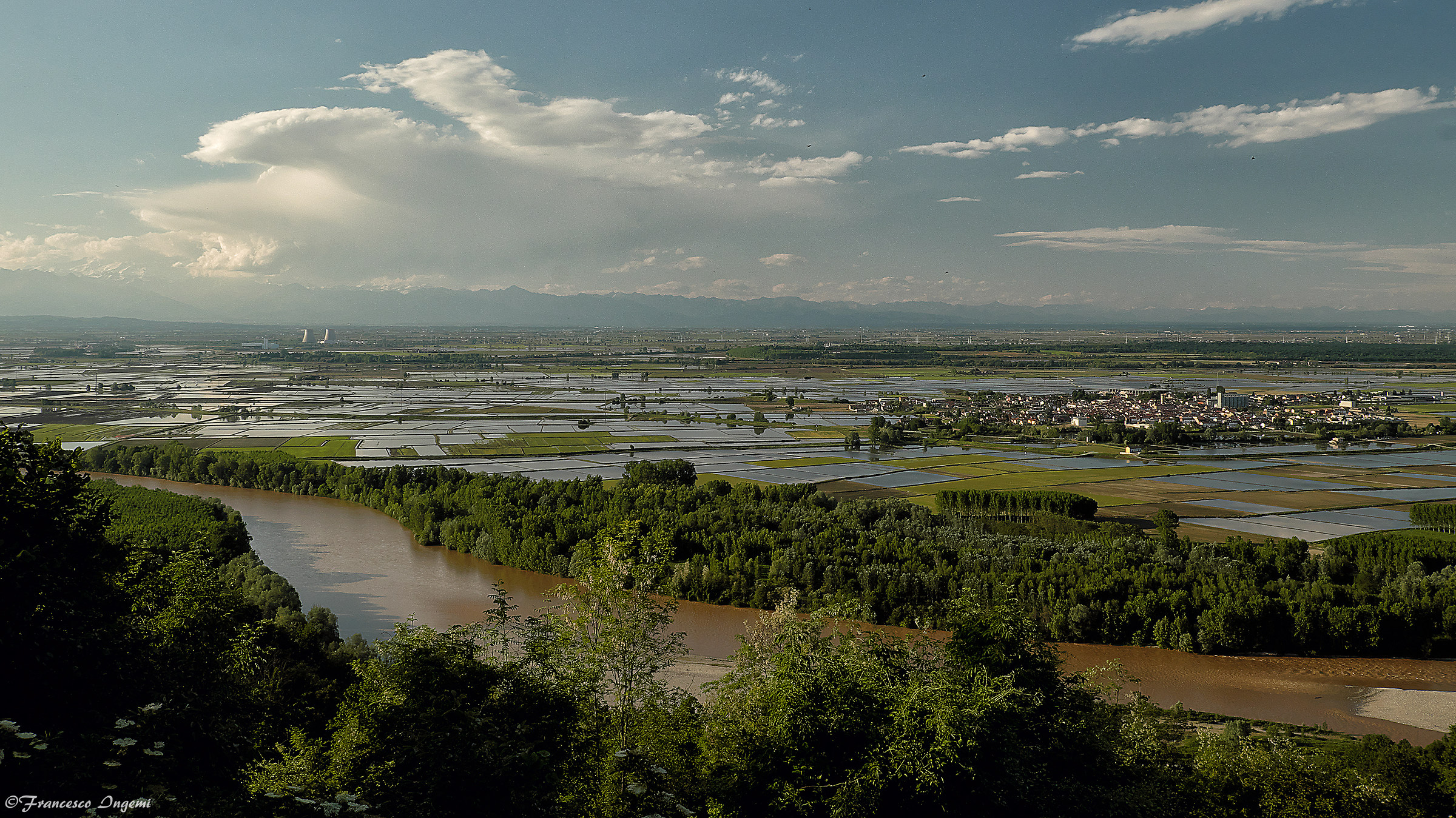 Flooded rice fields from Cantavenna lookout....