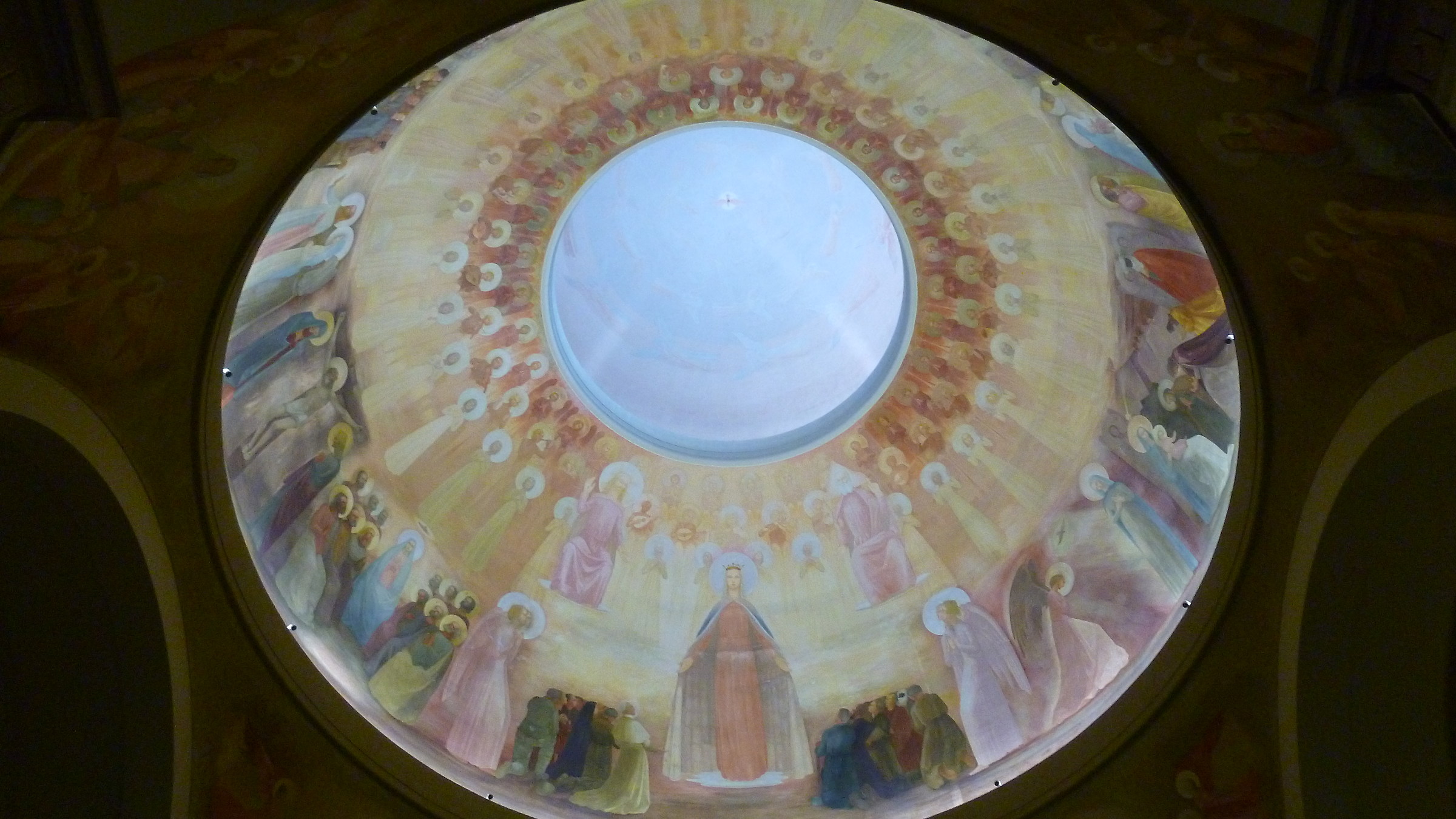 Frescoes of the Regina Apostolorum Sanctuary dome...