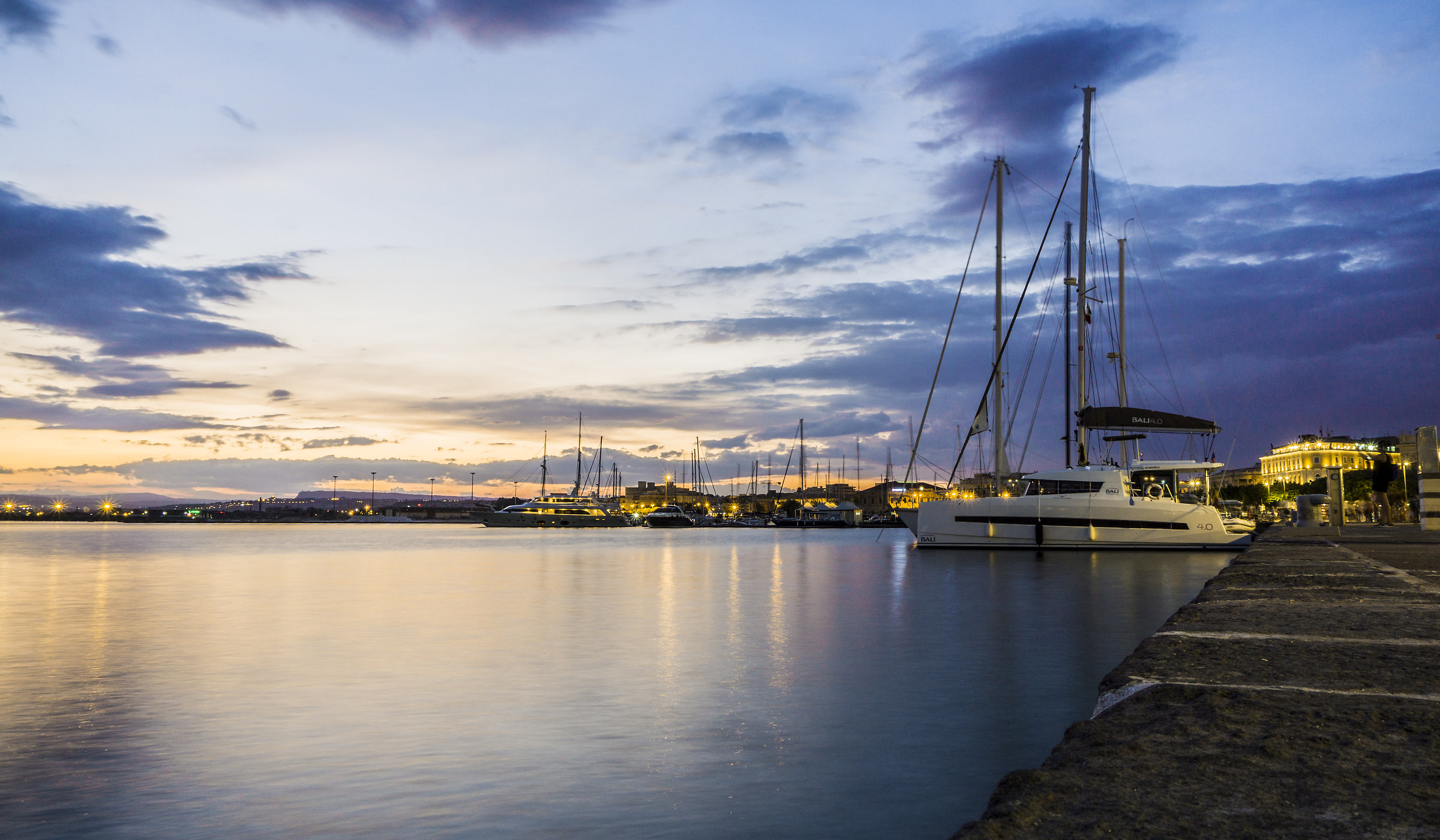 Sunset at the port of Ortigia...