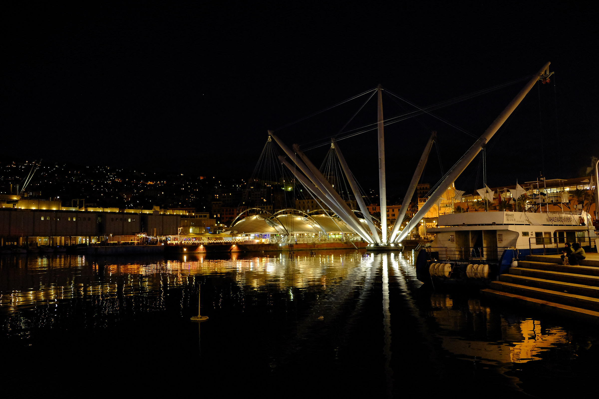 ancient port night Genoa...