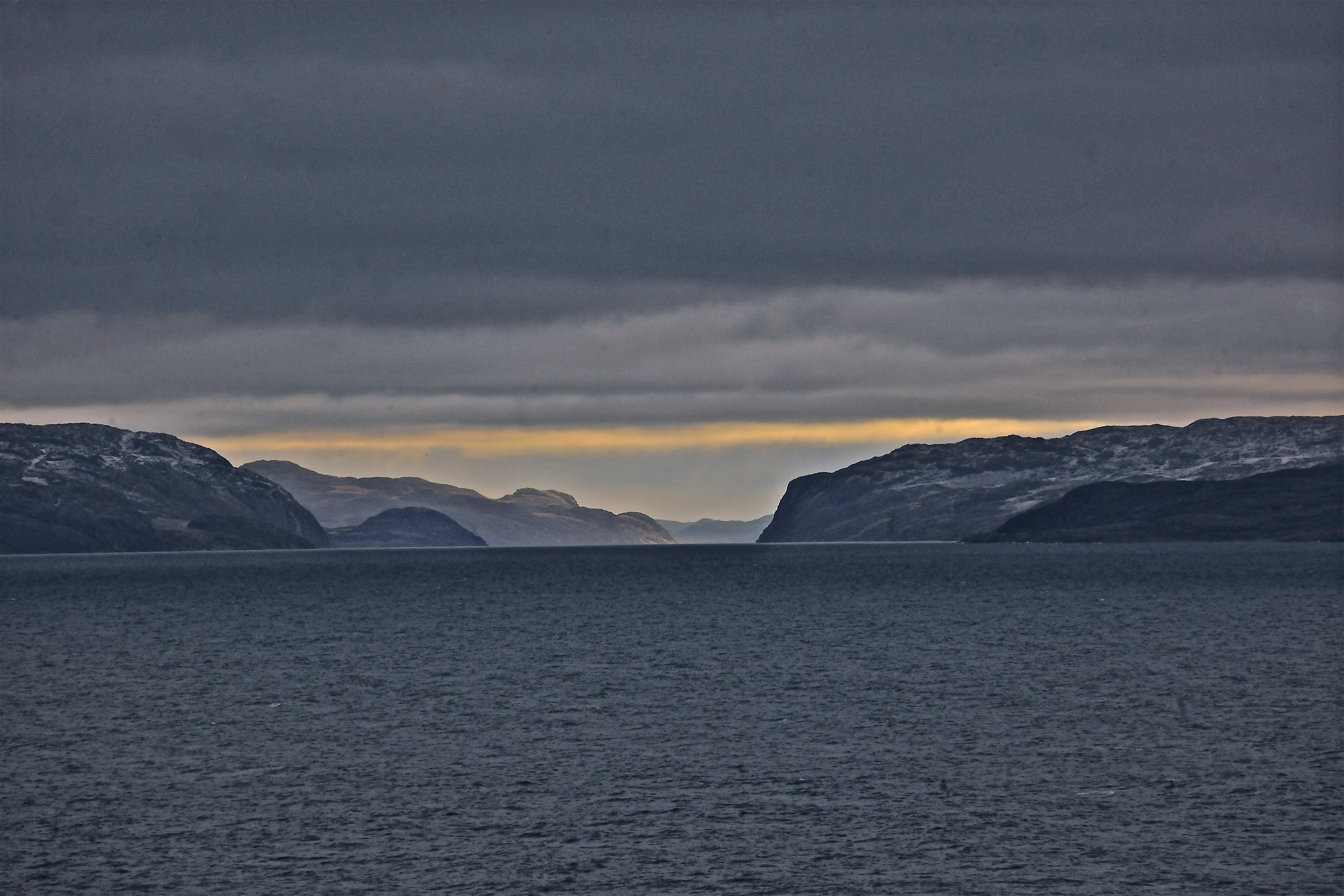Sunrise over the Strait of bellot, between America and island...