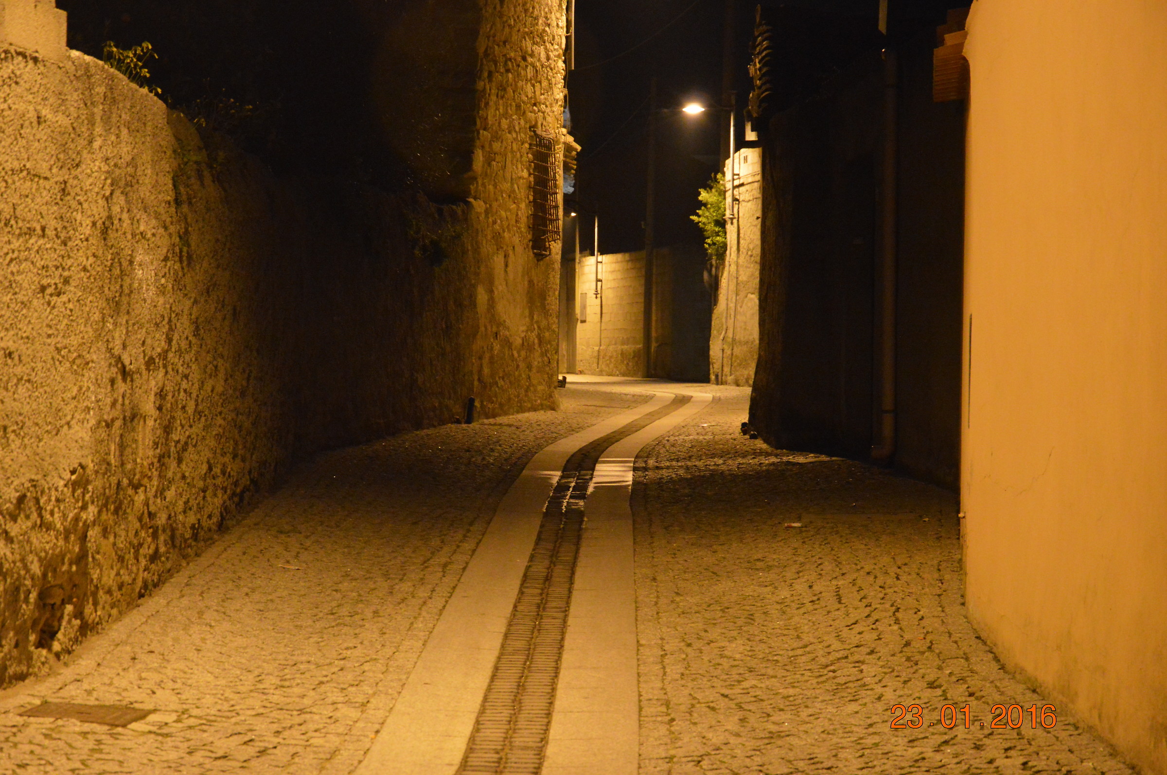 Narrow streets of the village in early evening...