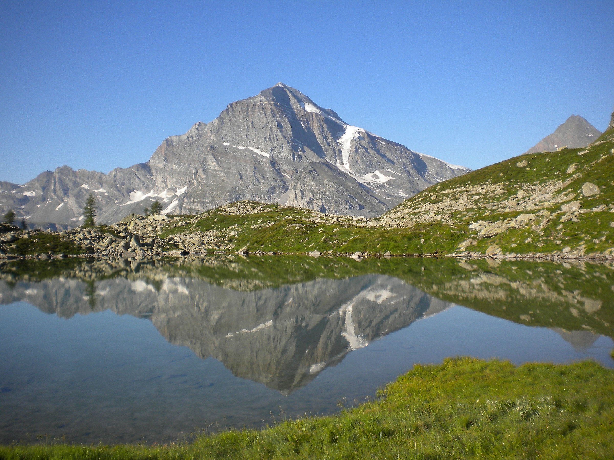 Alpe Veglia. Monte Leone mirror in White Lake...