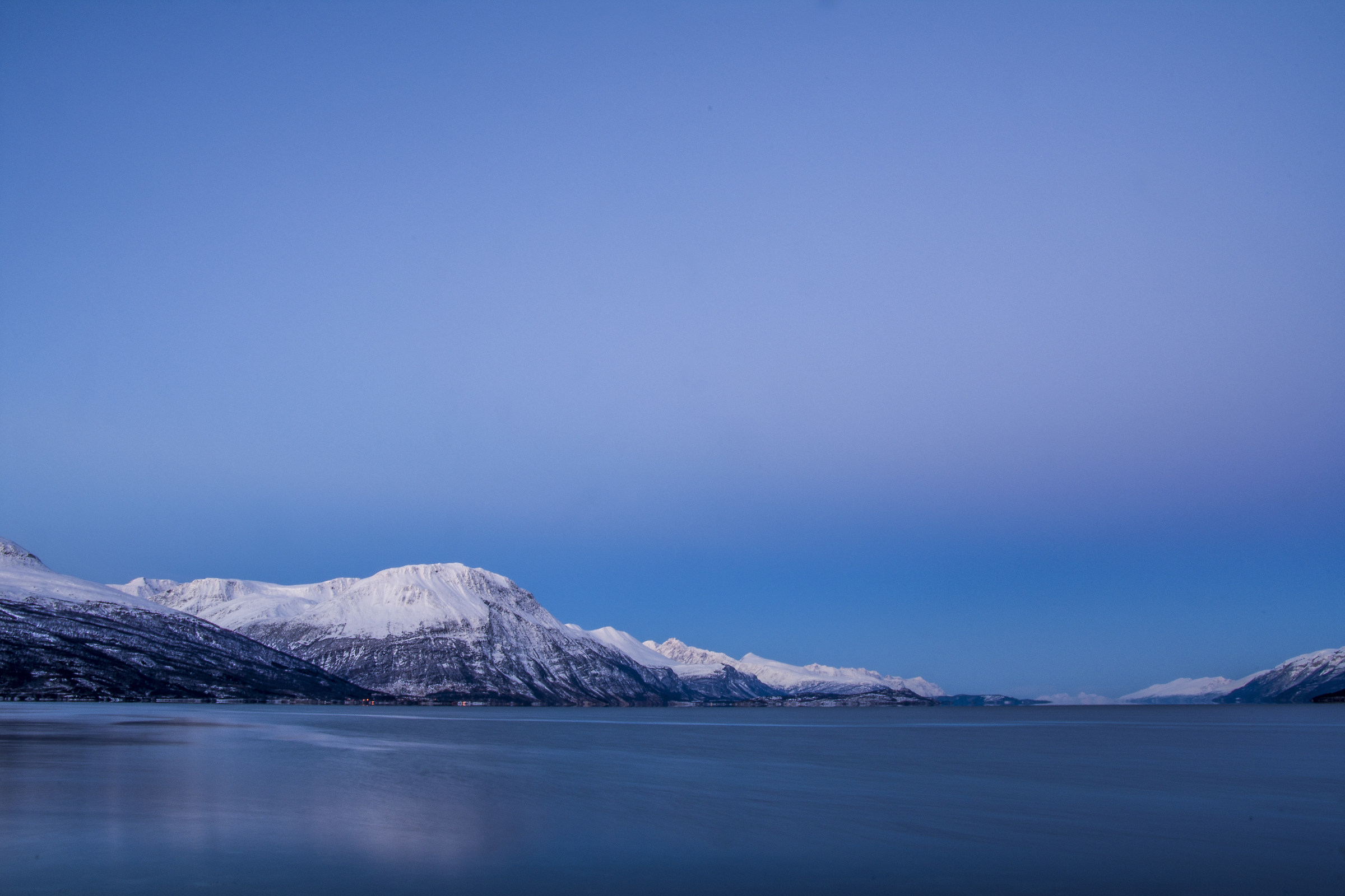 View from arctic ocean fjord (Skibotn / Norway)...