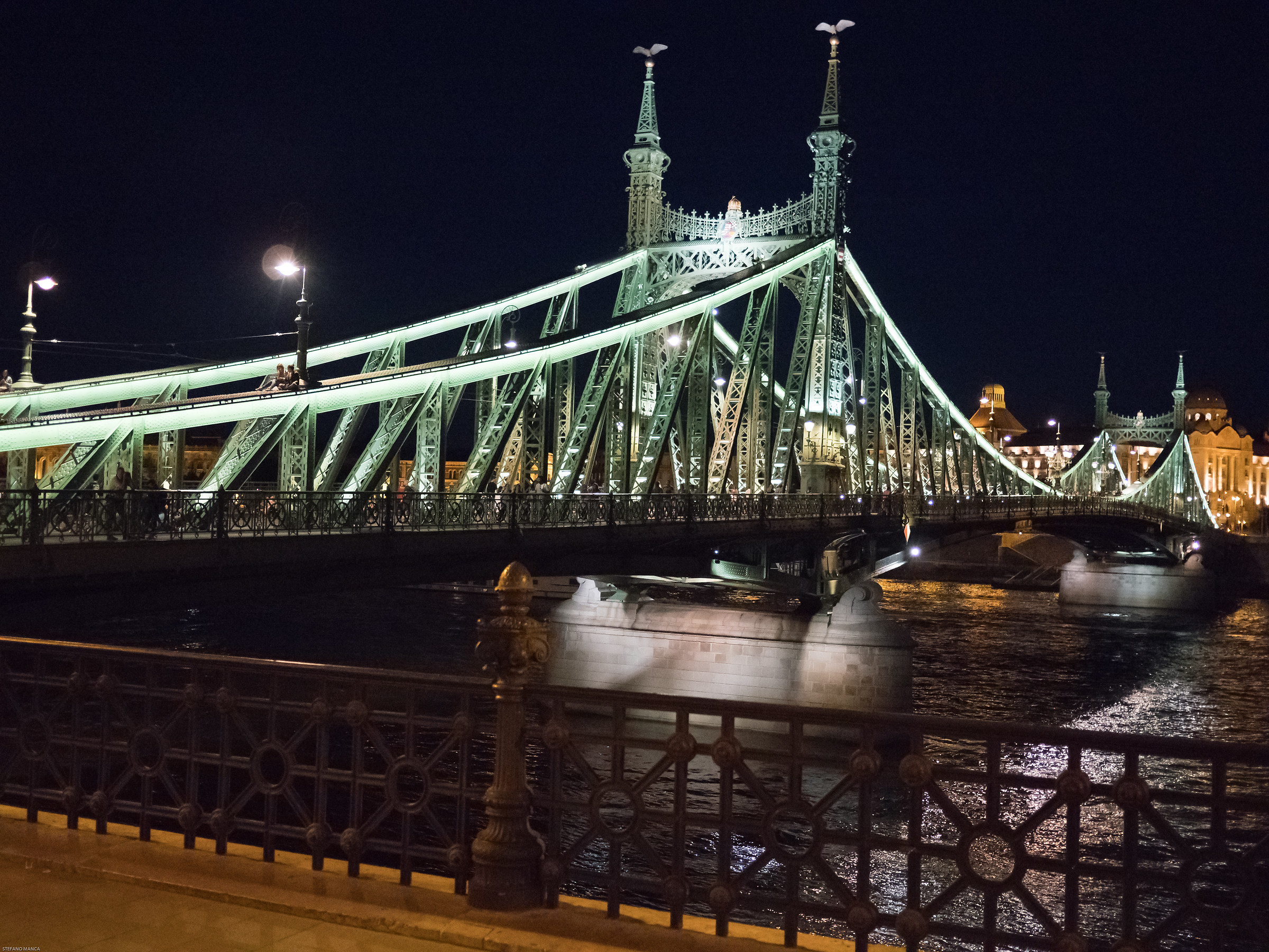 lighted bridge on the Danube...