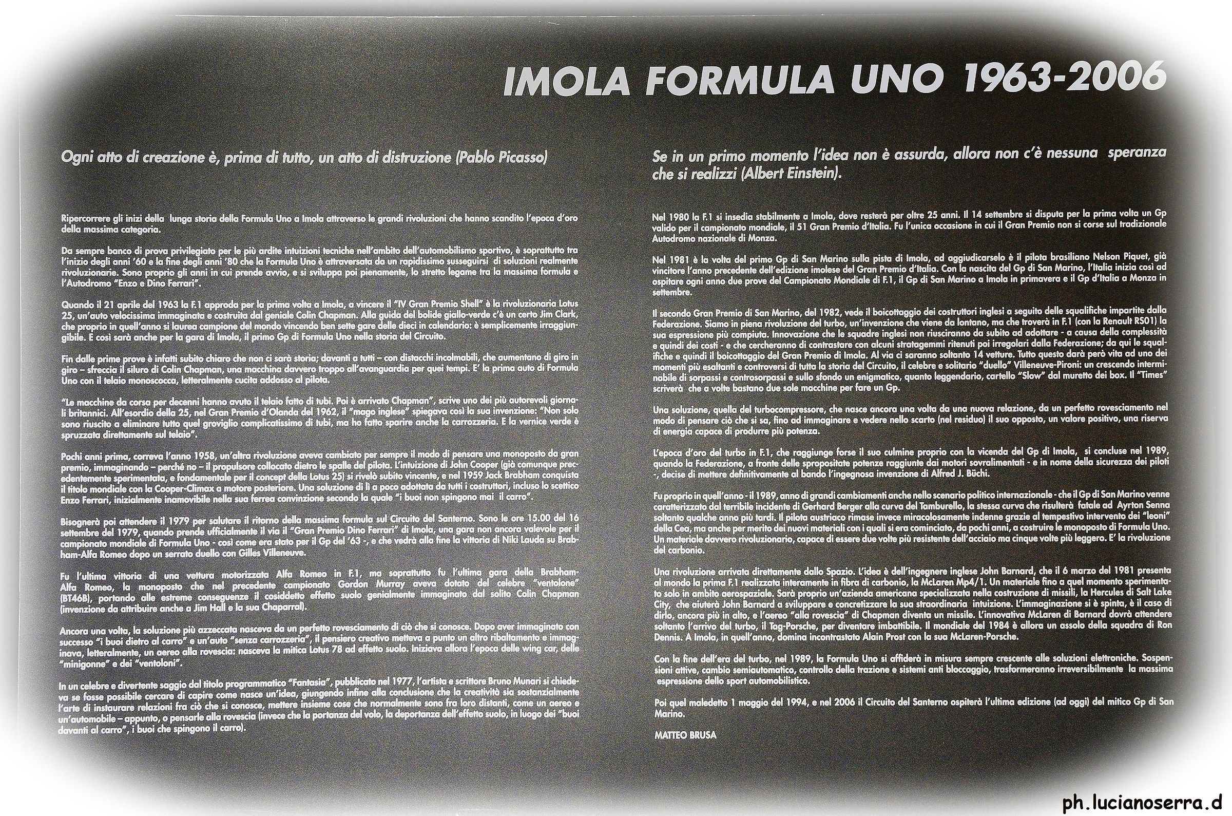 Presentation of Imola Formula One 1963-2006...