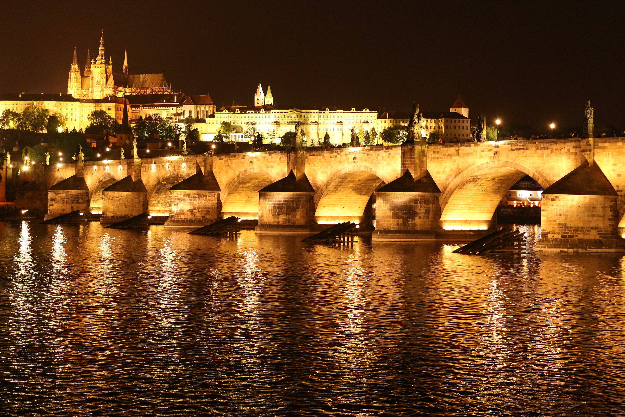 Charles Bridge at night, PRAGUE....