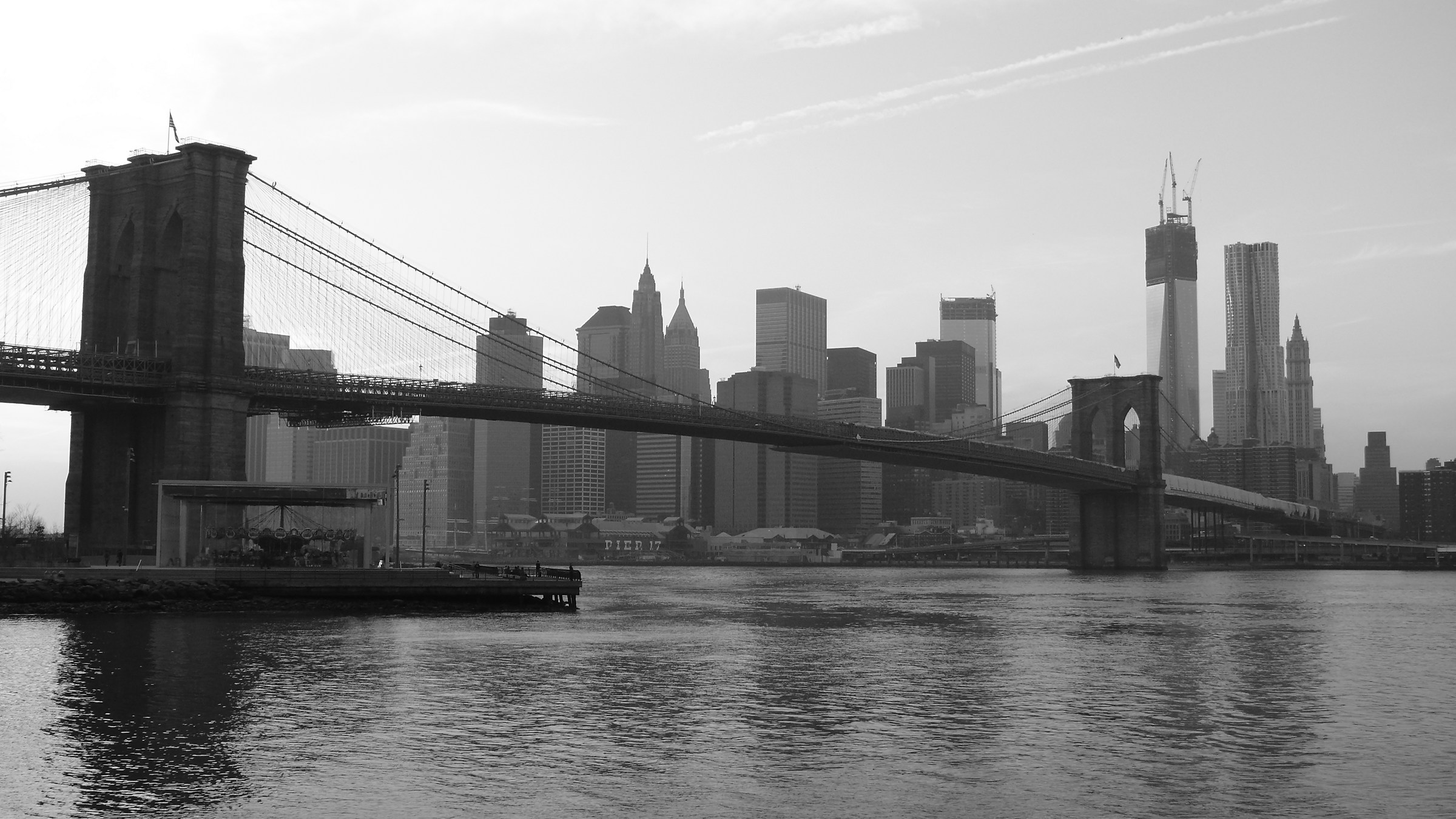 The Brooklyn Bridge black and white...