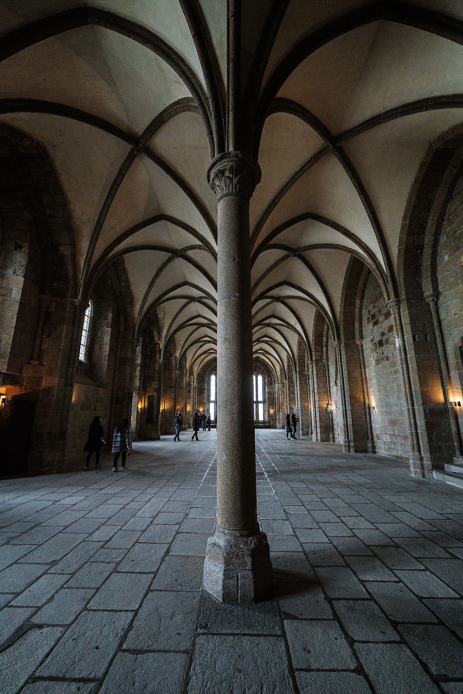 The columns inside the abbey...