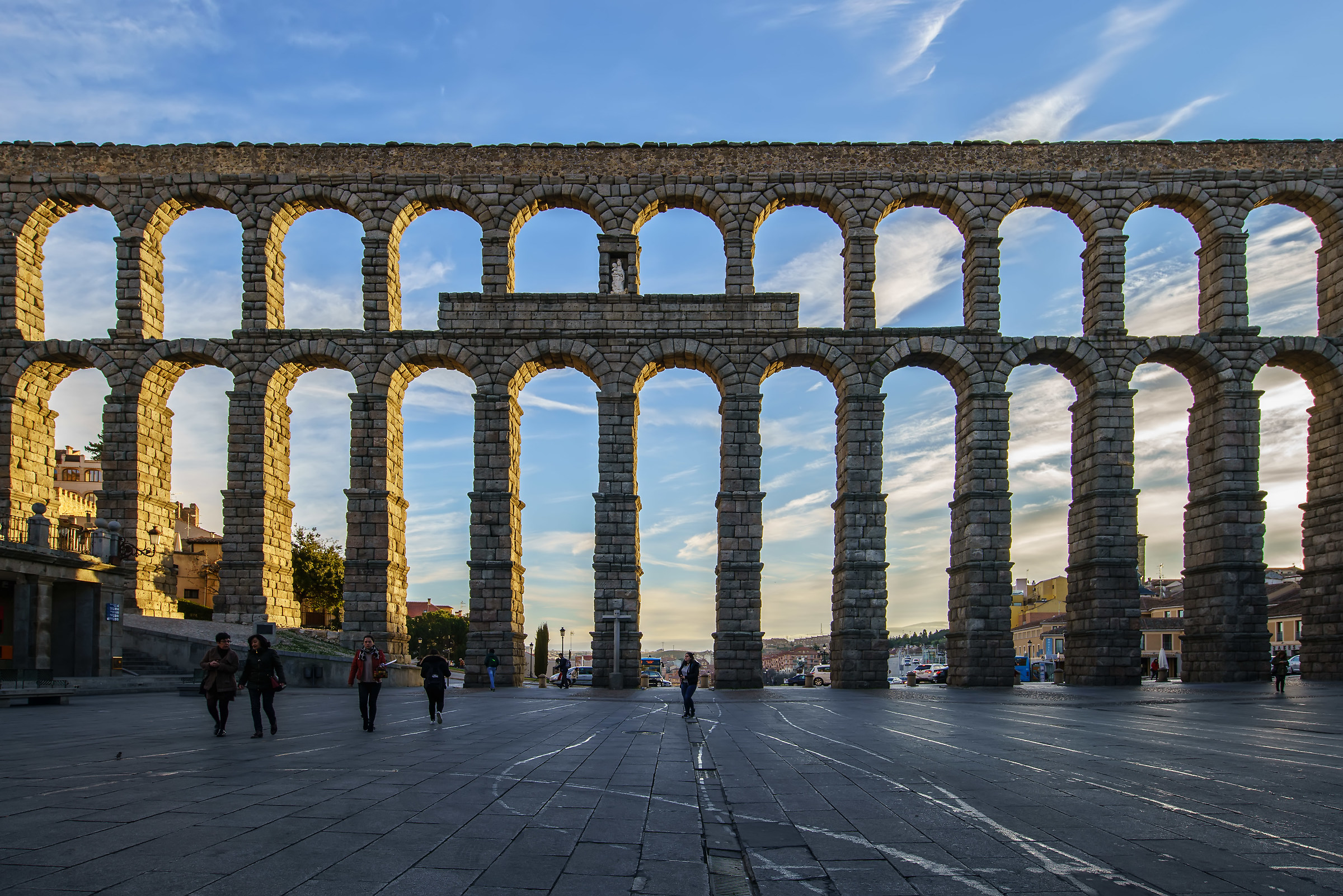 Roman aqueduct of Segovia...