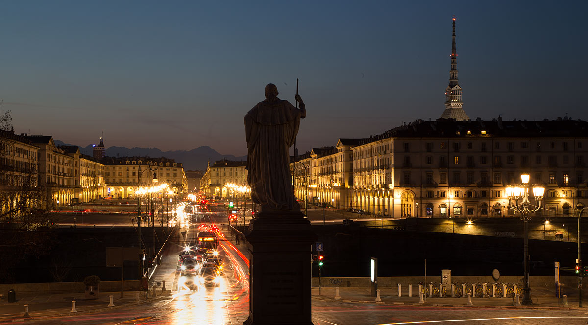 Tramonto su Piazza Vittorio e sulla Mole Antonelliana...