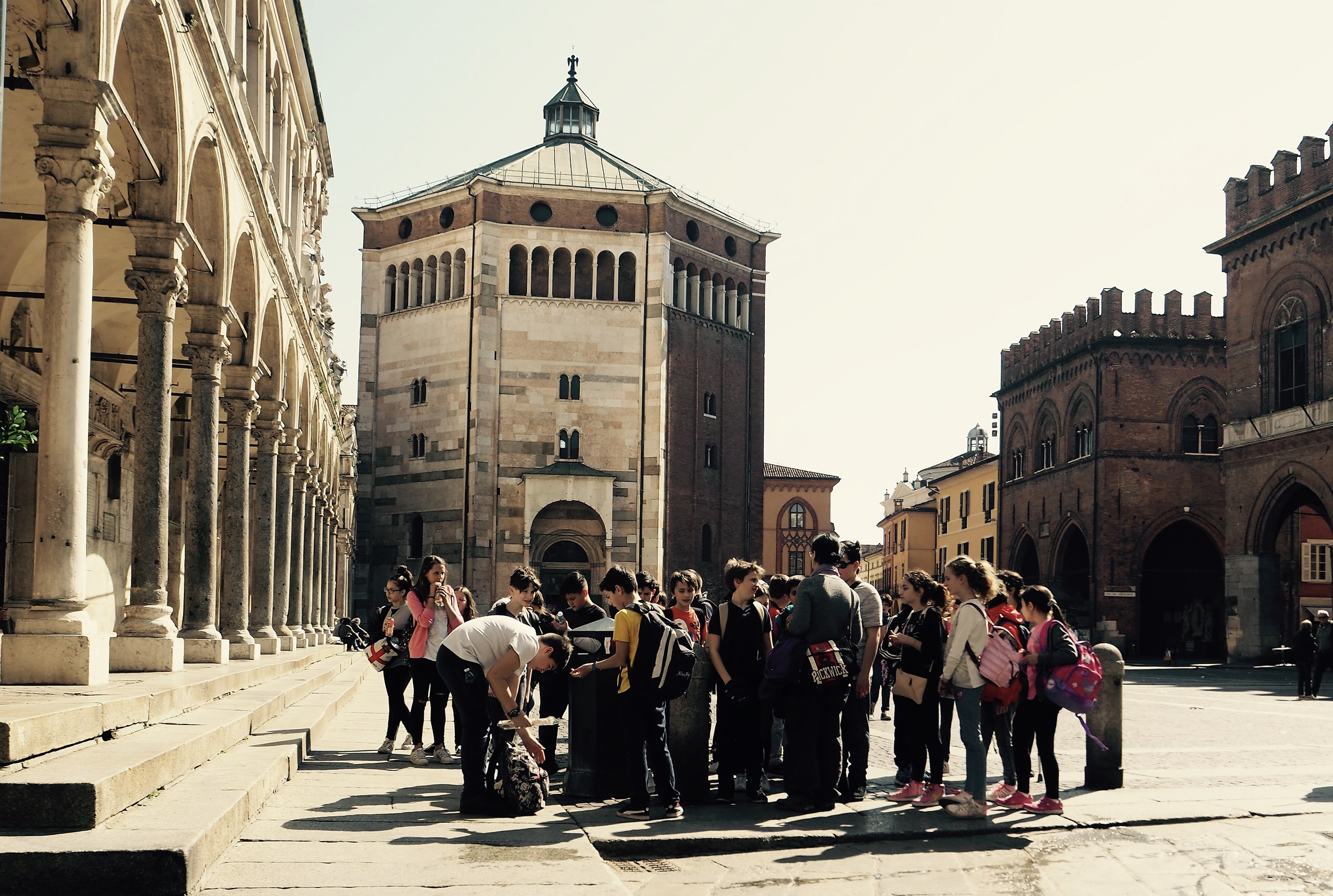 School trip in Piazza Duomo Cremona...