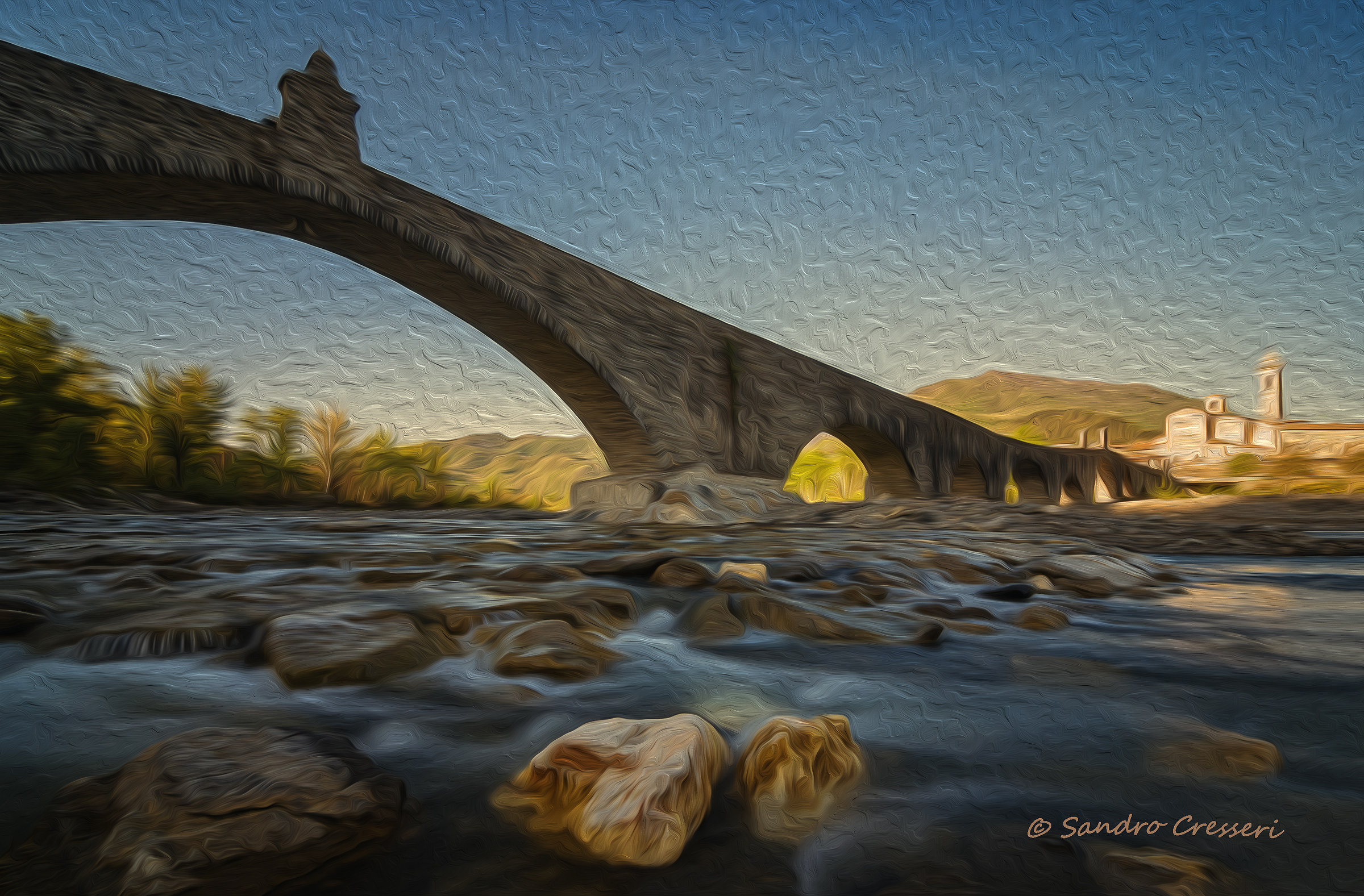 Ponte Gobbo Bobbio - Oil painting...