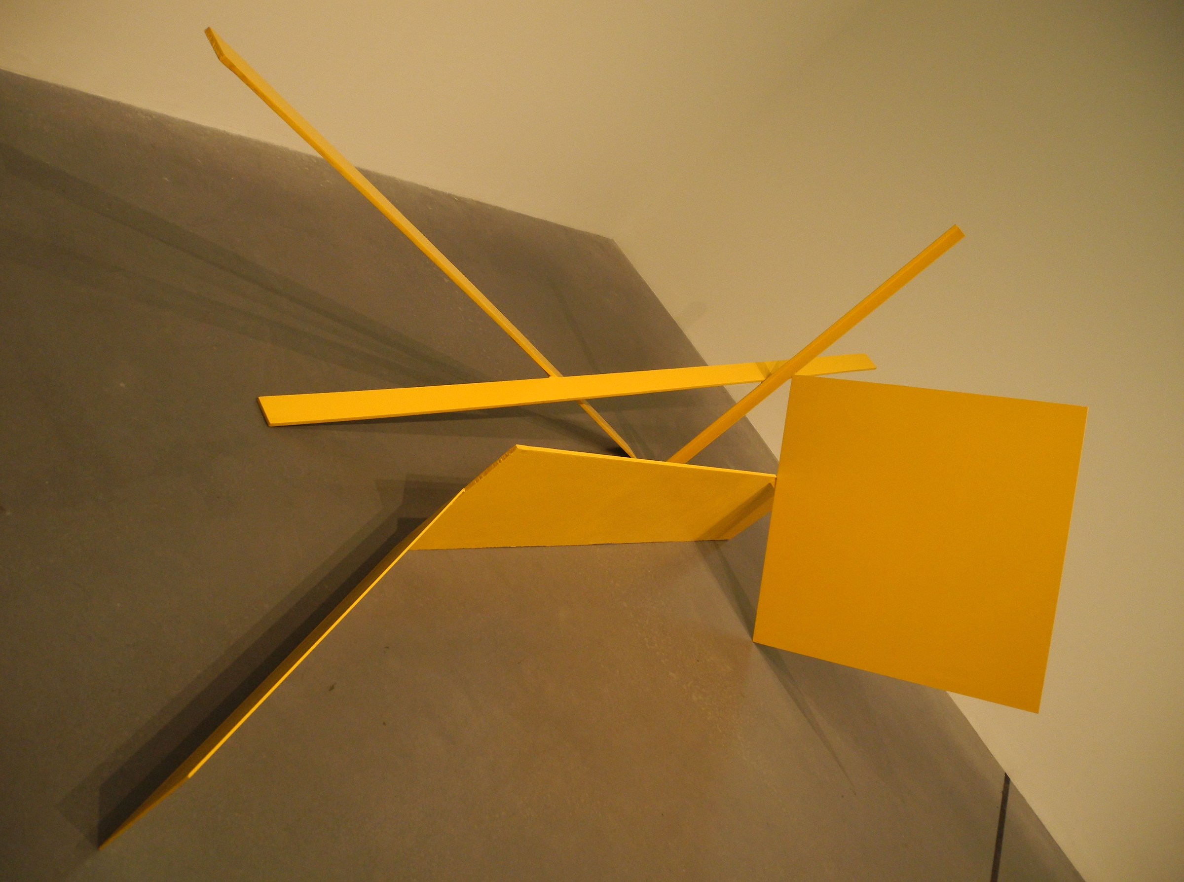 Sculpture in yellow painted metal; Tate Modern Museum...