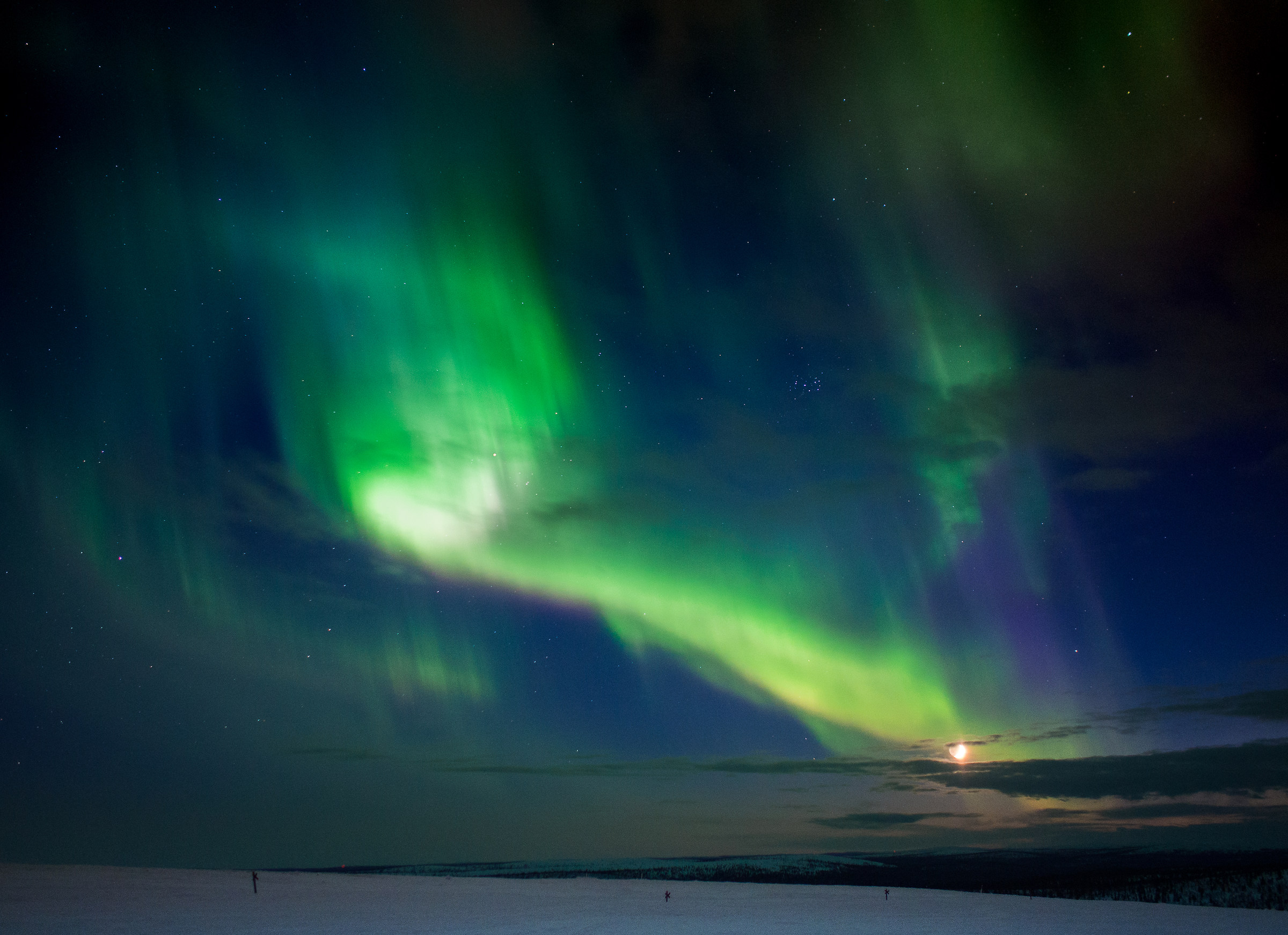 Aurora Boreale con luna...