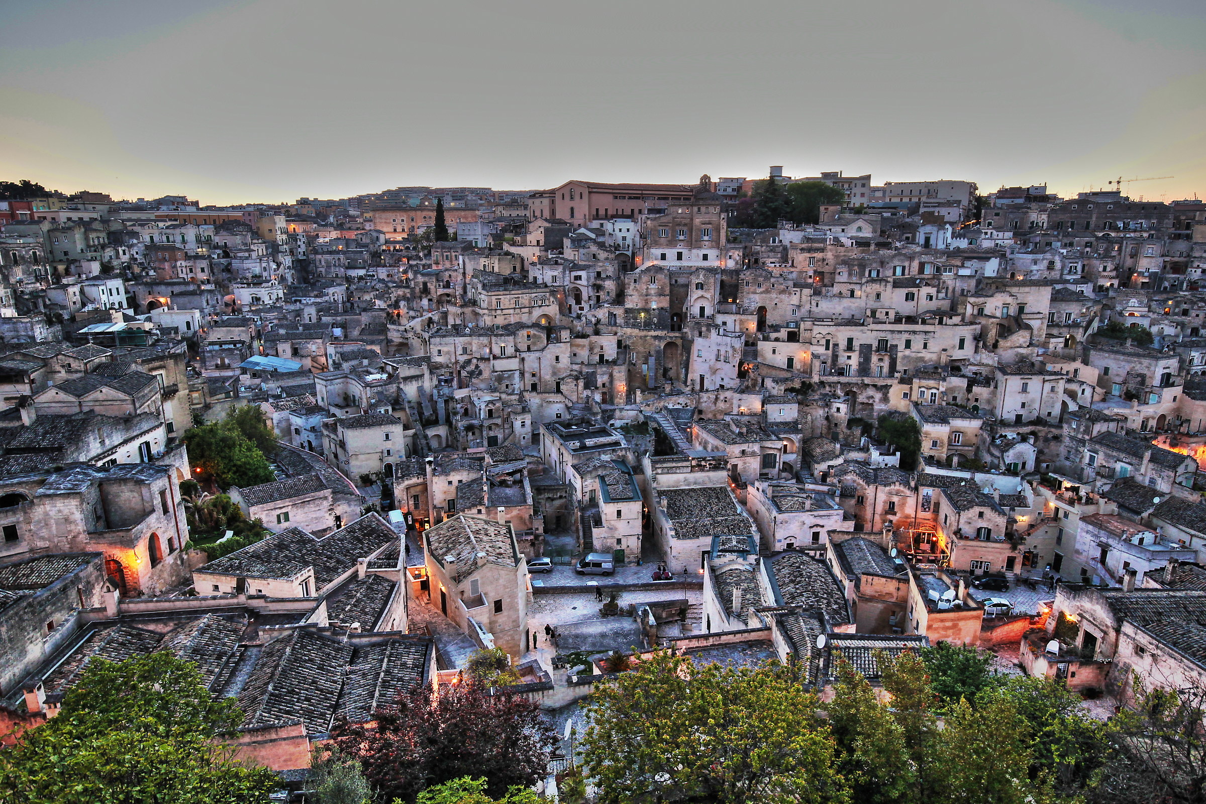 Early lights on Matera...