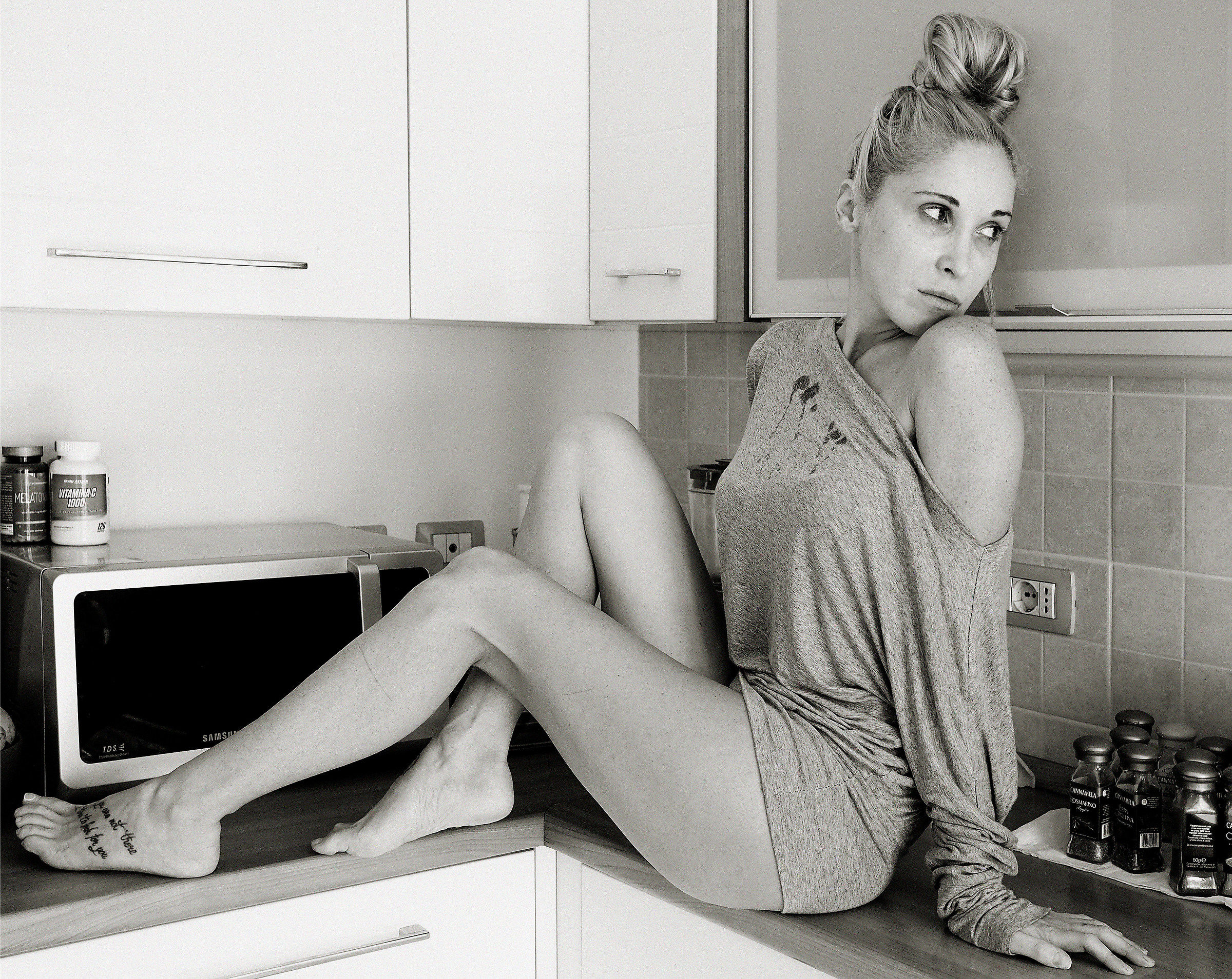 in the kitchen...