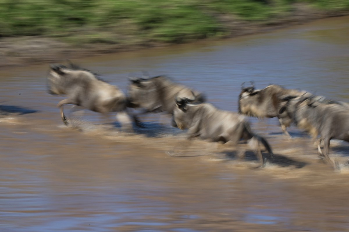 Sand river crossing - panning...