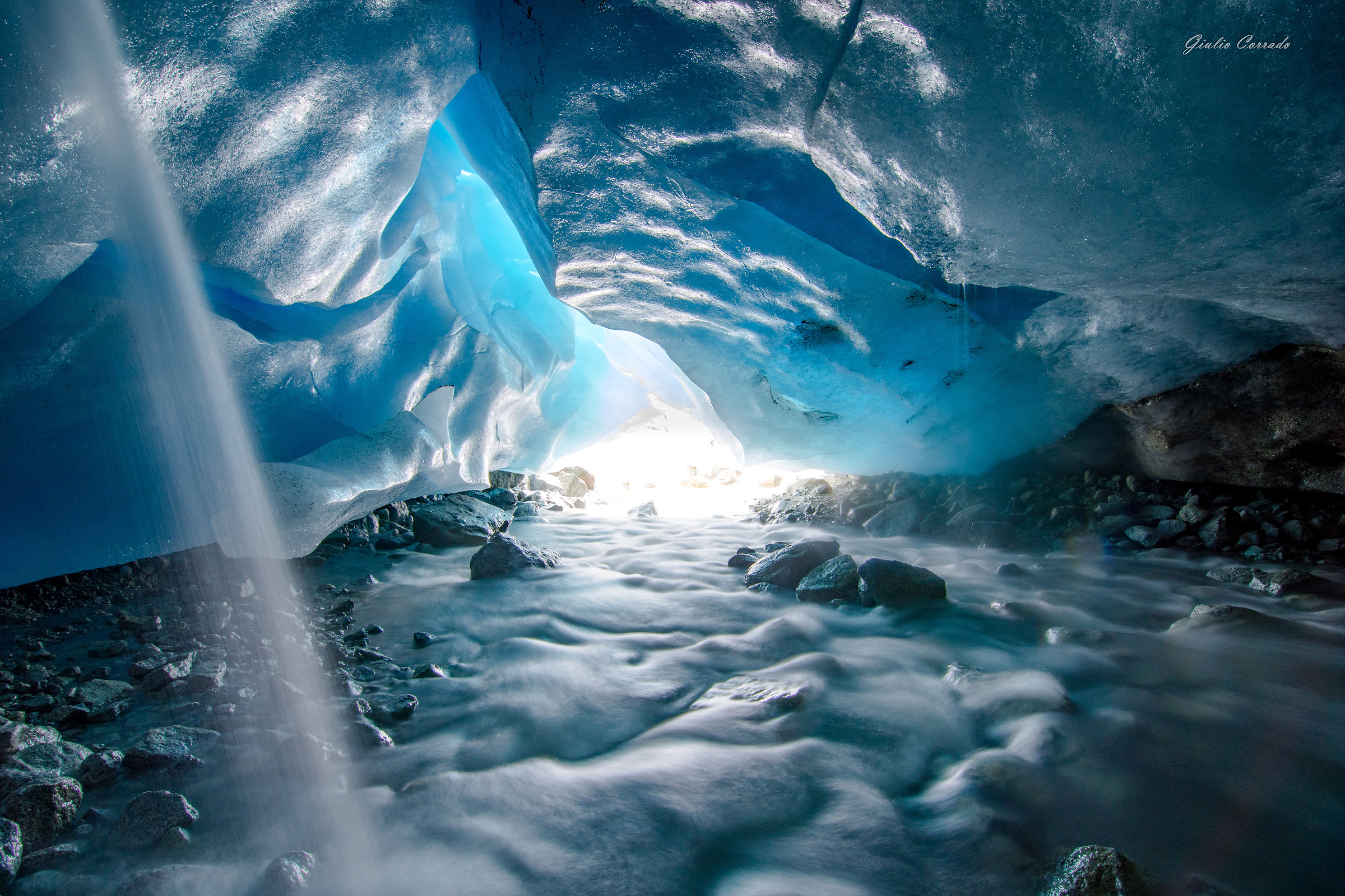 In the belly of the glacier ......