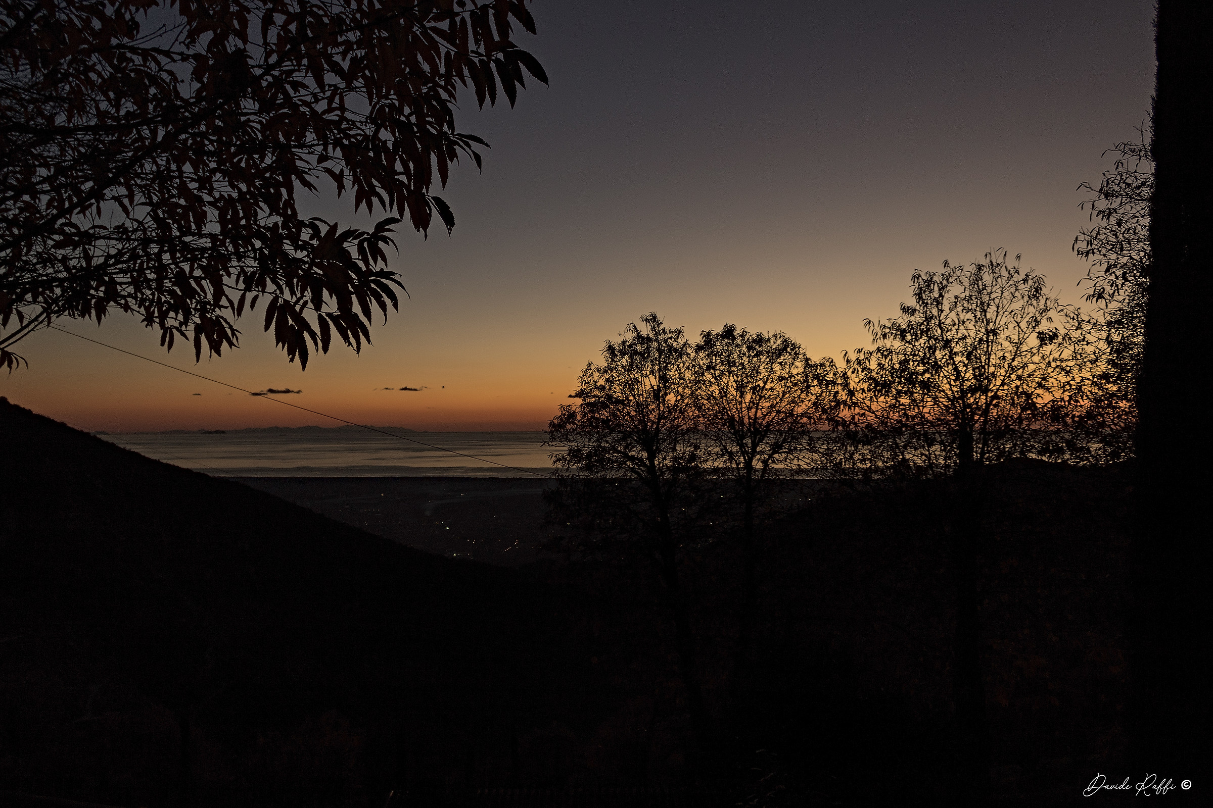 sunset from the high versilia you can see Corsica...