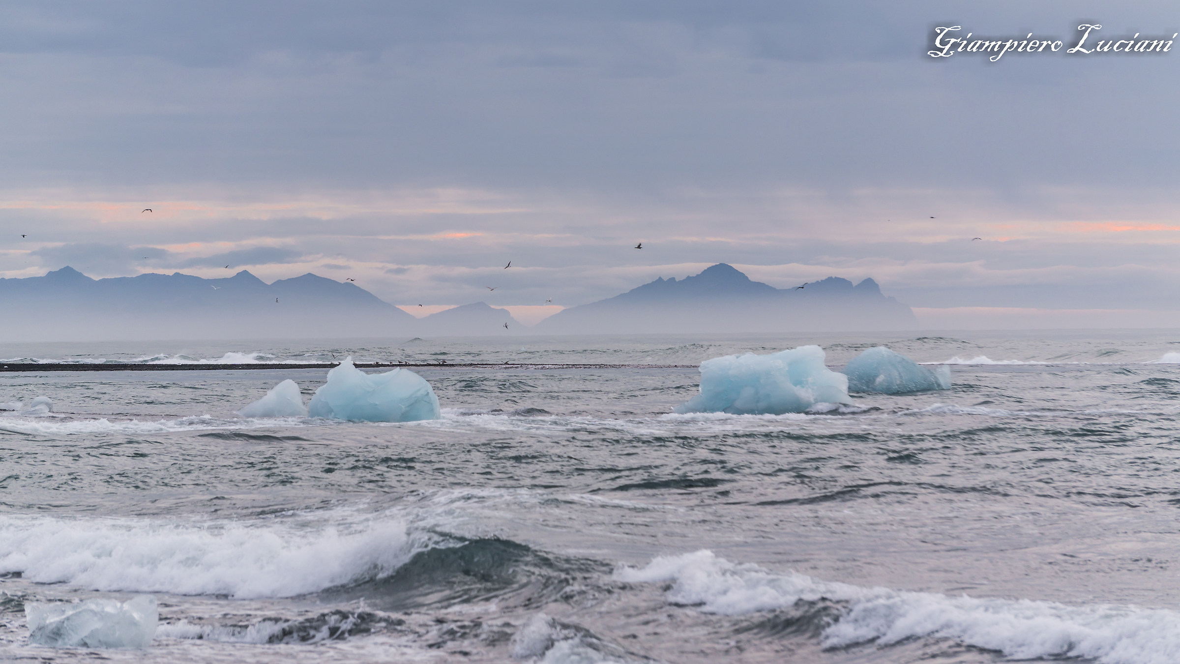 mountain on diamond beach...