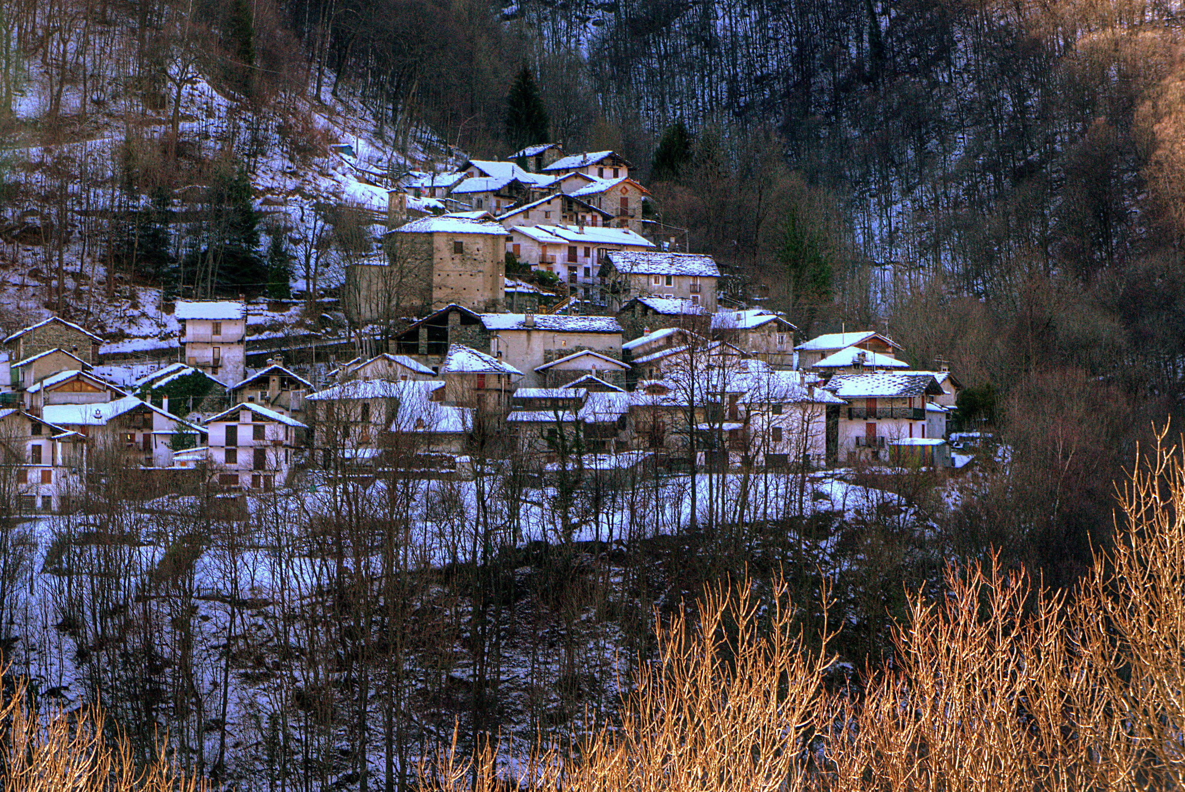 snowy village...