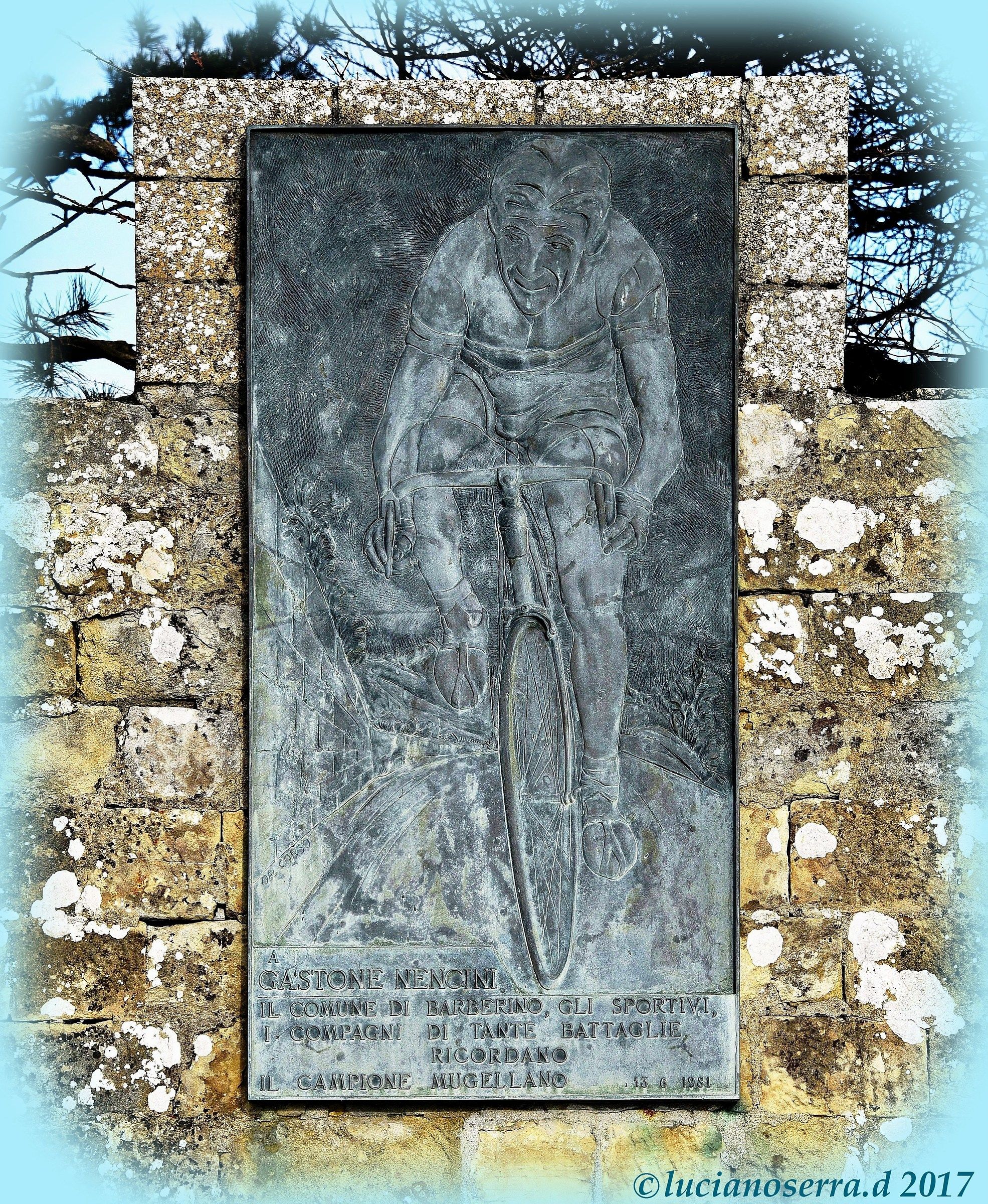 Memorial plaque of the cyclist Gastone Nencini...
