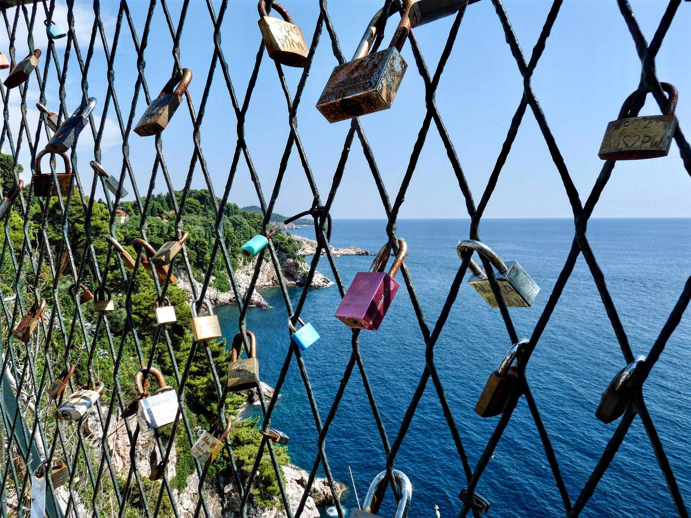 Locks of love, a view of the sea....