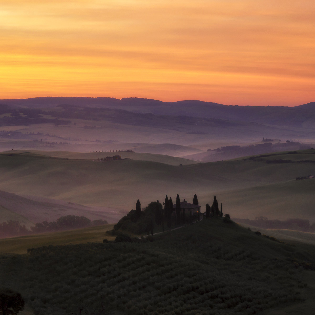 The sunrise in Val d'orcia...