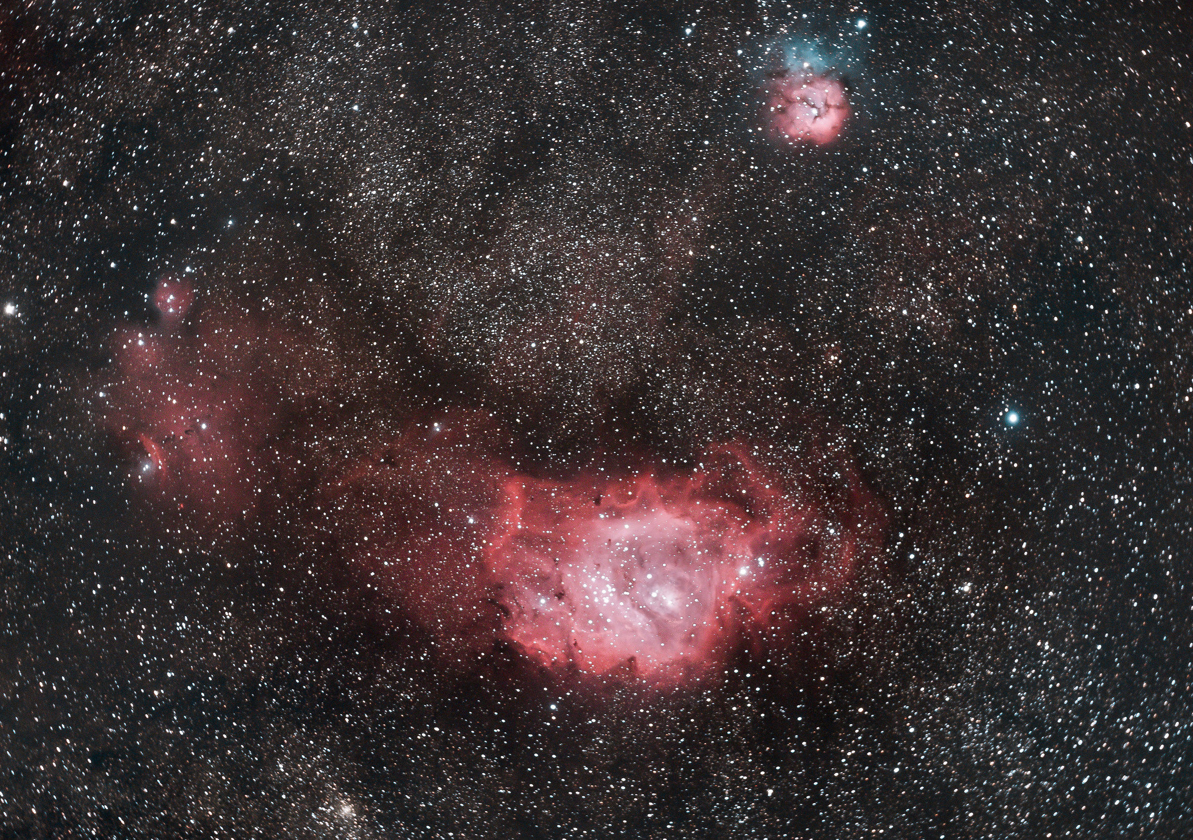nebulosa laguna (m8) e nebulosa trifida (m20)...