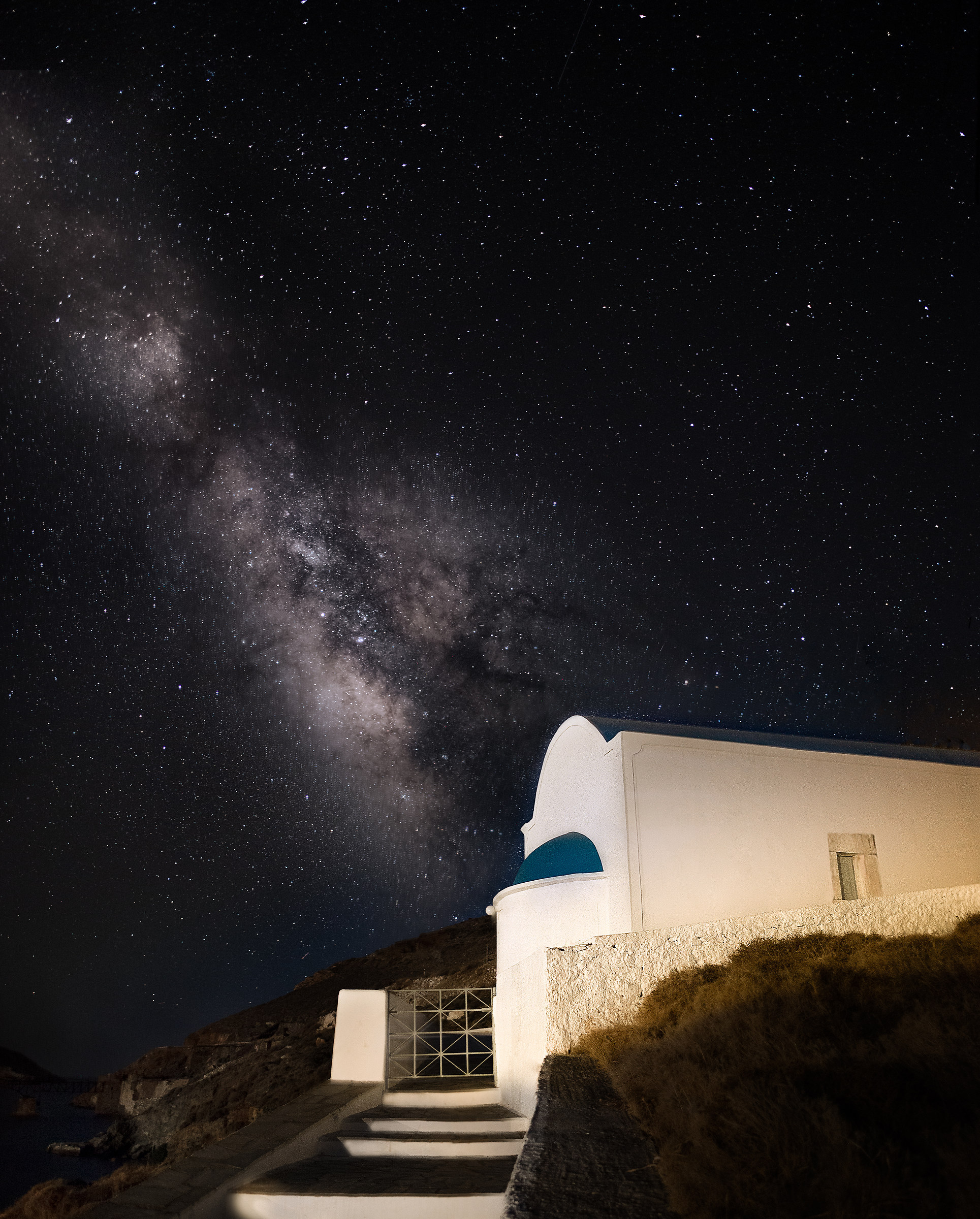 The Milky Way over the church of Agia Theodora...