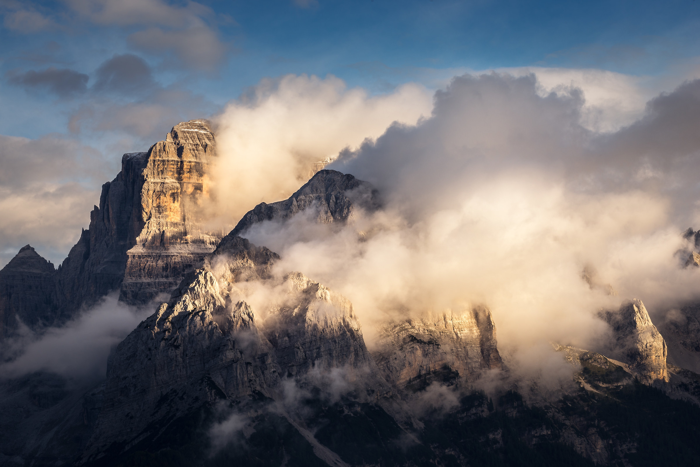 Sunset with clouds on the Brenta Crozzon...