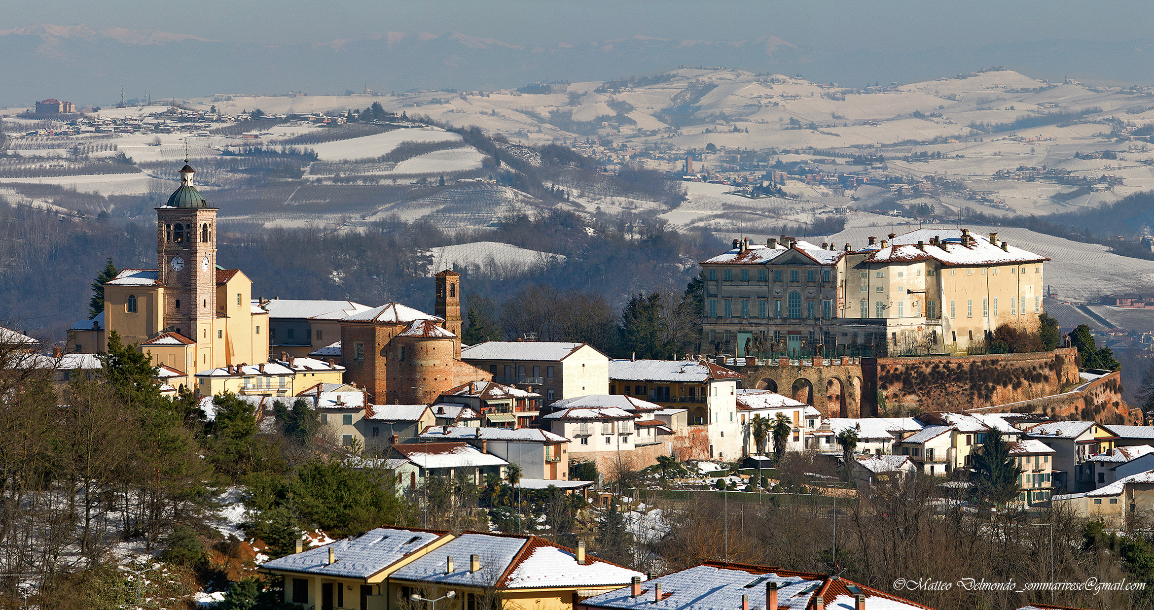 Panorama of Sommariva Perno (Cuneo) Country Roero...